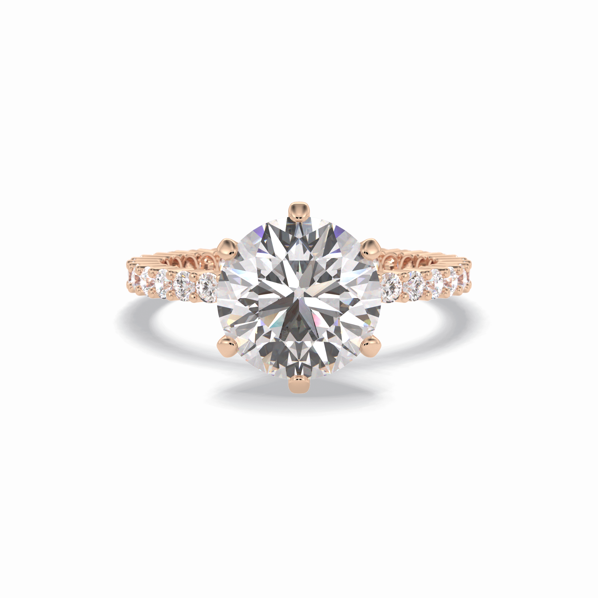 3.0 CT Round Cut Pave Style Moissanite Engagement Rings