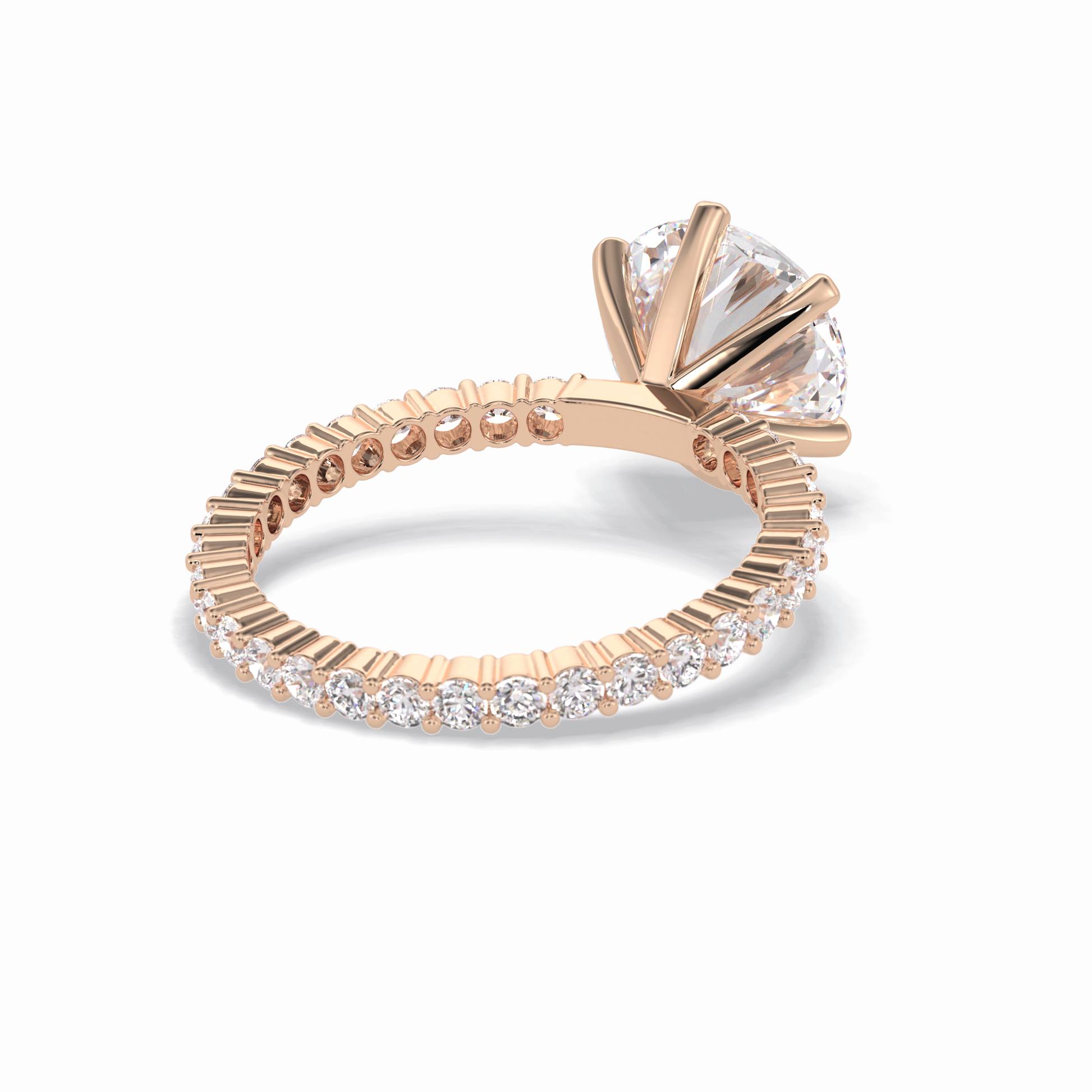 3.0 CT Round Cut Pave Style Moissanite Engagement Rings