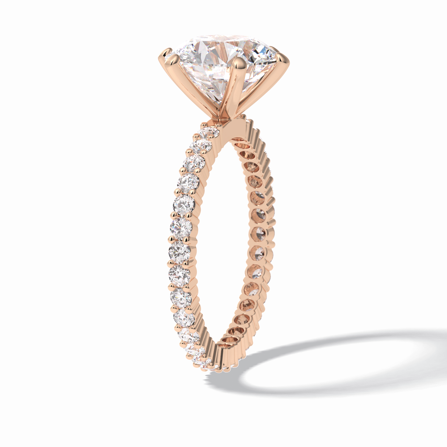 3.0 CT Round Cut Pave Style Moissanite Engagement Rings