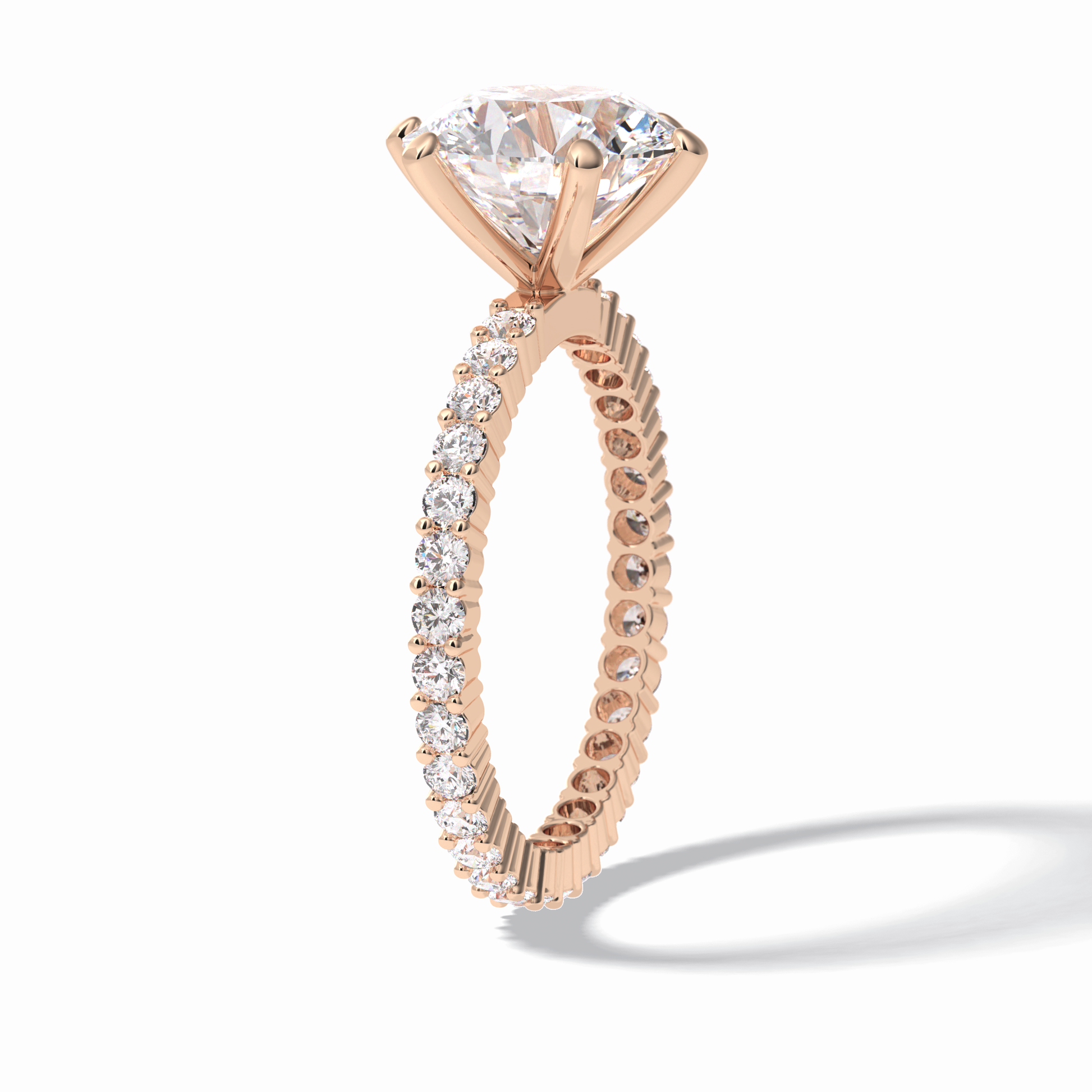3.0 CT Round Cut Pave Style Moissanite Engagement Rings