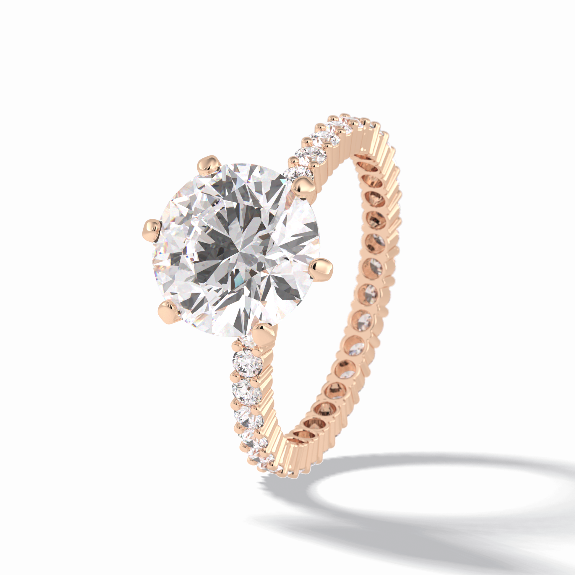 3.0 CT Round Cut Pave Style Moissanite Engagement Rings
