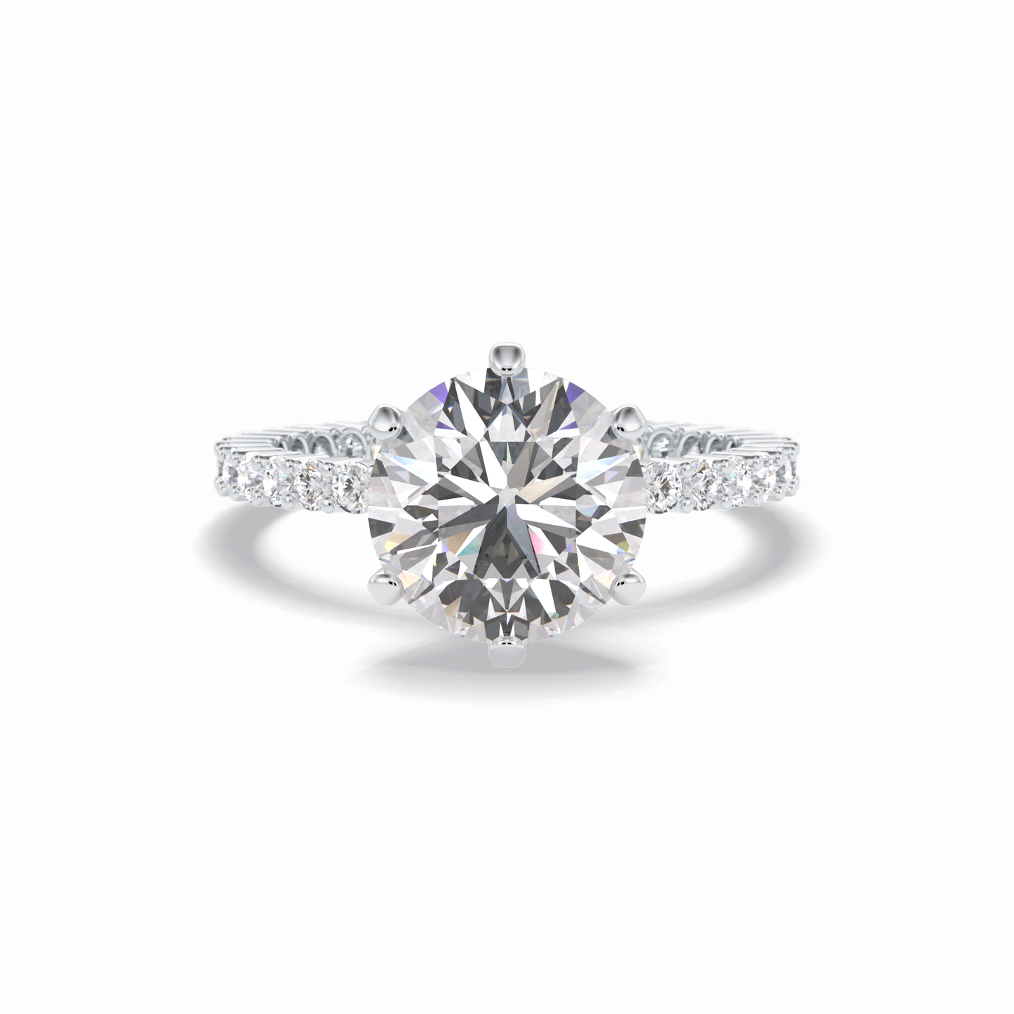 3.0 CT Round Cut Pave Style Moissanite Engagement Rings