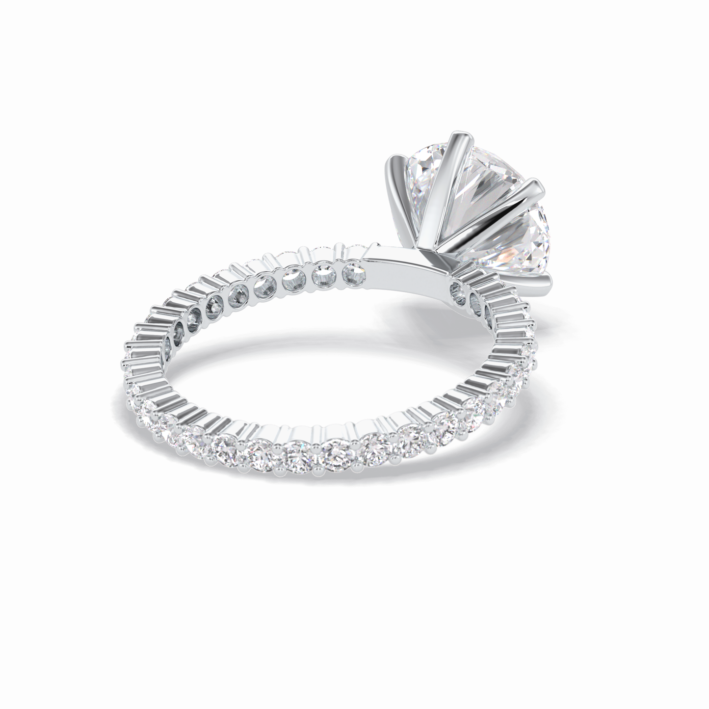 3.0 CT Round Cut Pave Style Moissanite Engagement Rings