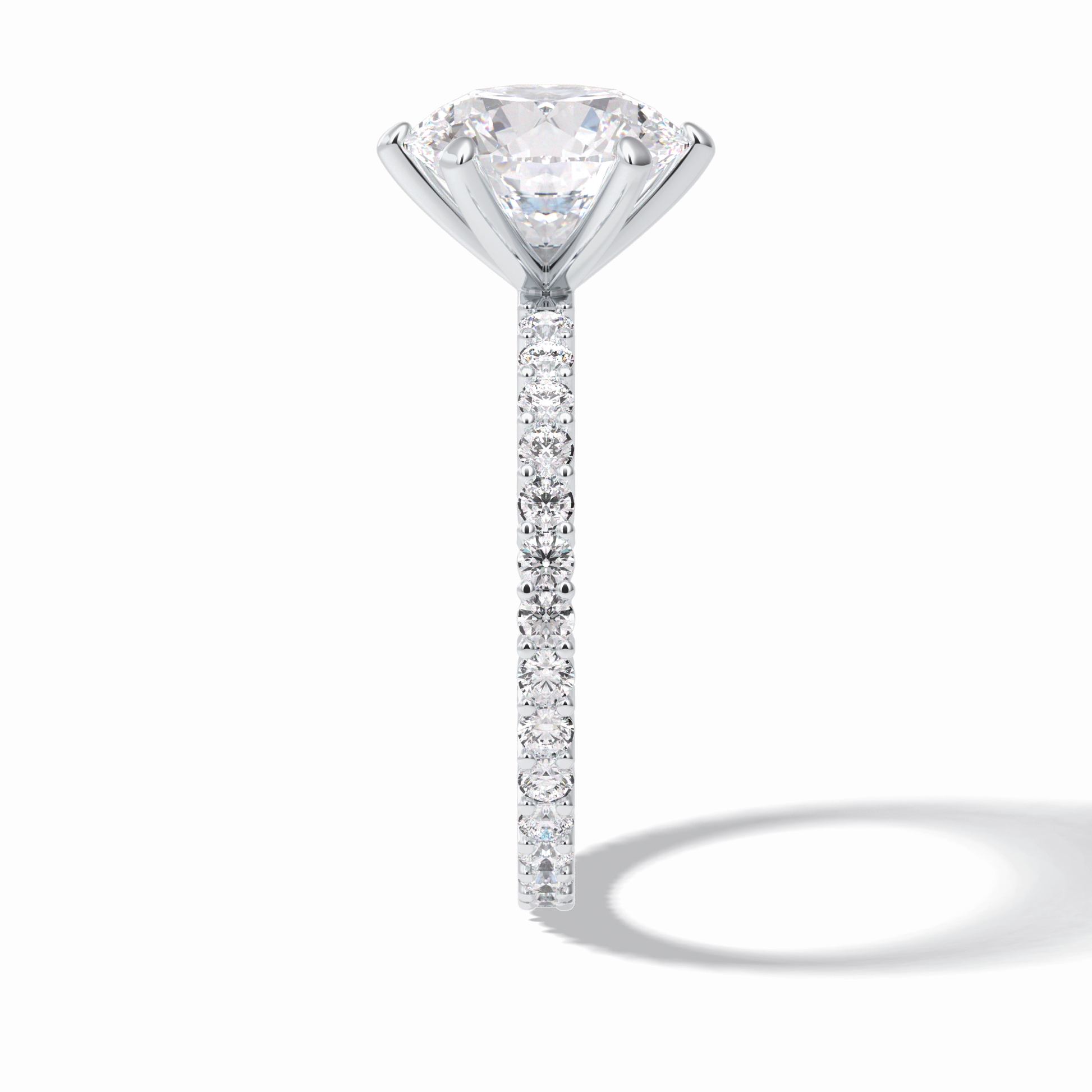 3.0 CT Round Cut Pave Style Moissanite Engagement Rings