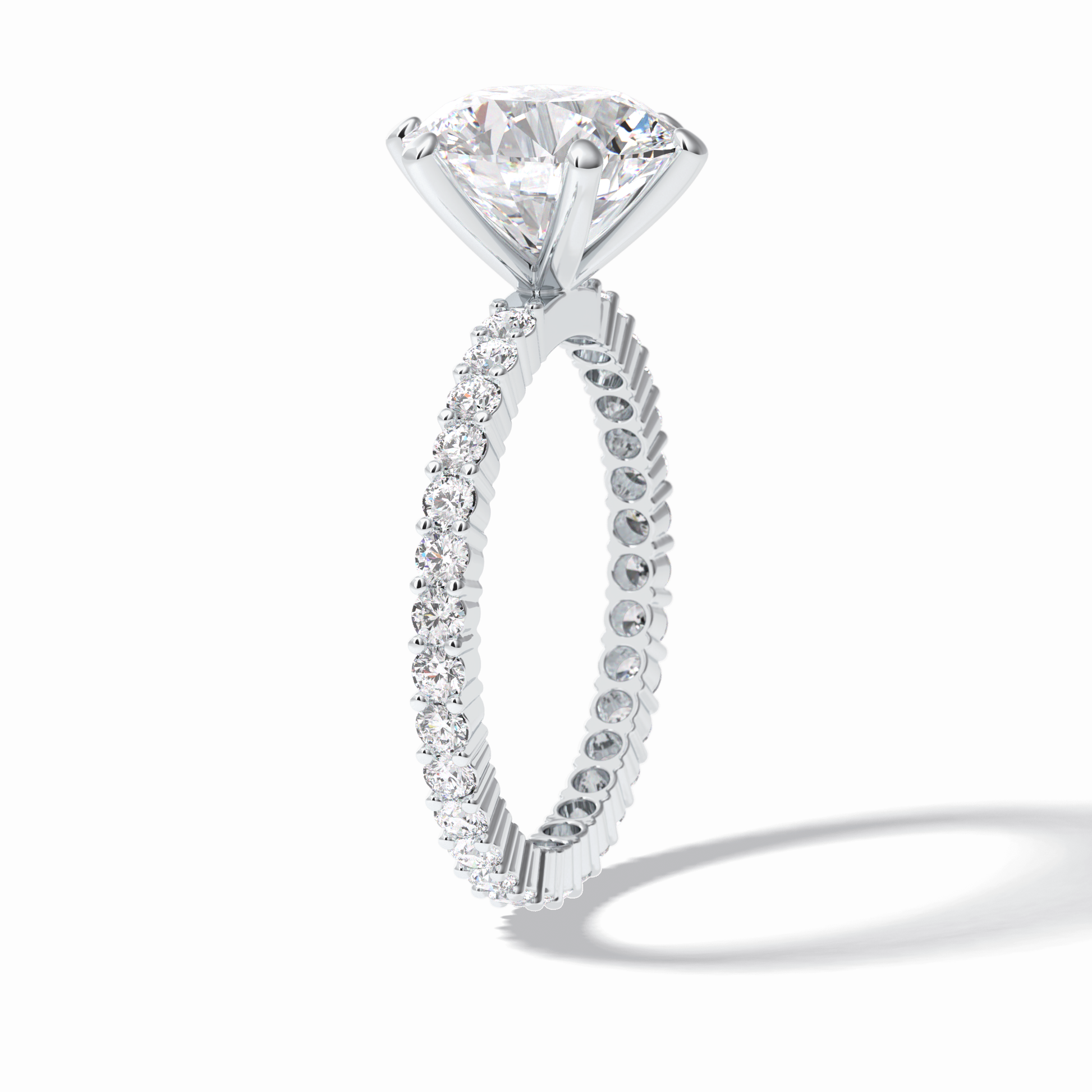 3.0 CT Round Cut Pave Style Moissanite Engagement Rings