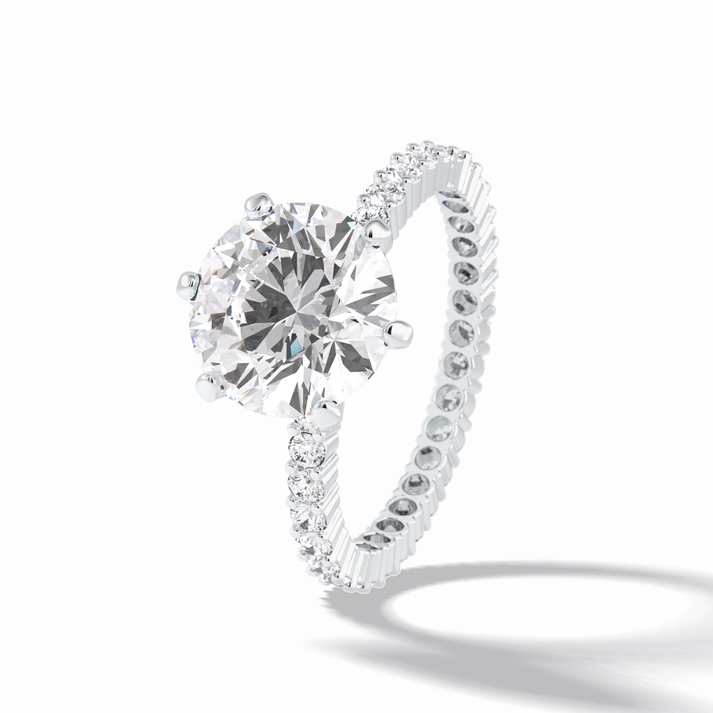 3.0 CT Round Cut Pave Style Moissanite Engagement Rings