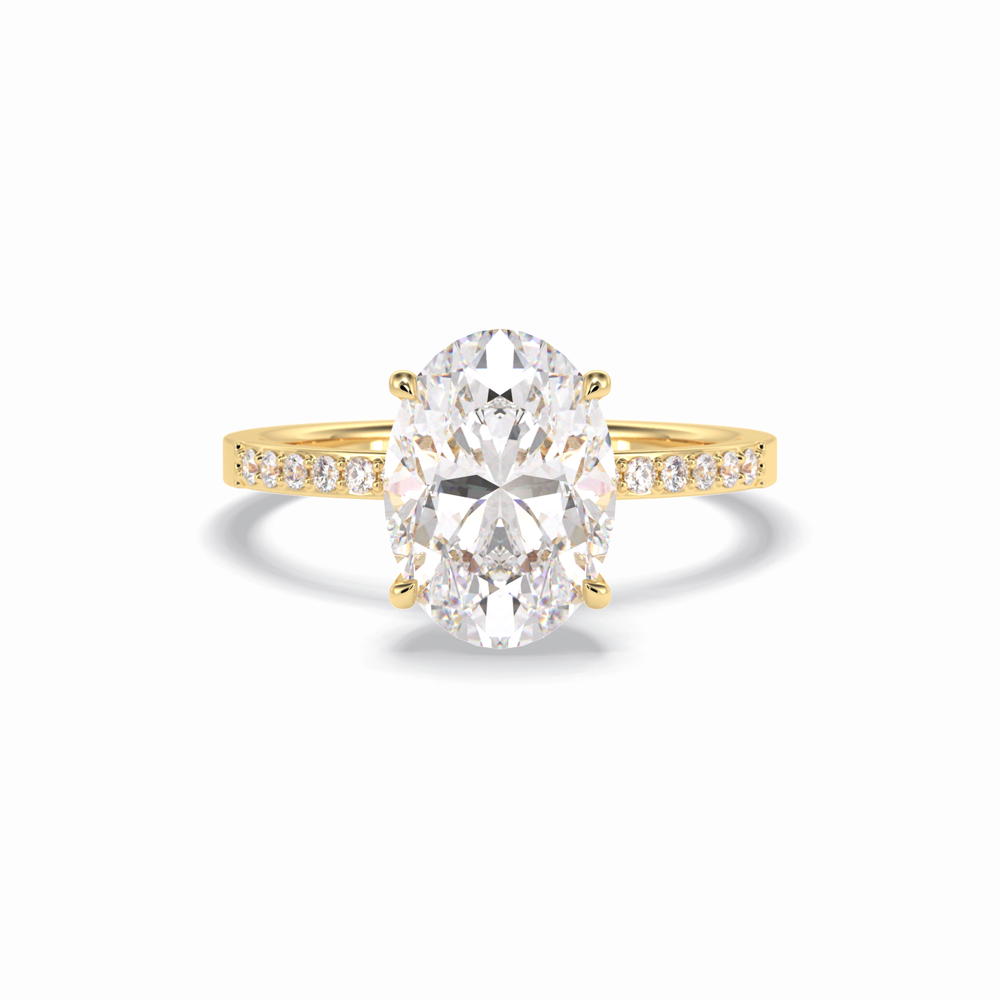 3.0 CT Oval Cut Hidden Halo & Pave Style Moissanite Engagement Rings