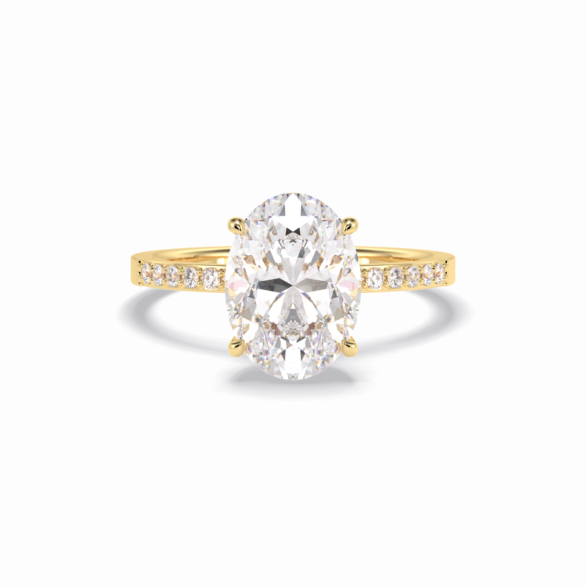 3.0 CT Oval Cut Hidden Halo & Pave Style Moissanite Engagement Rings