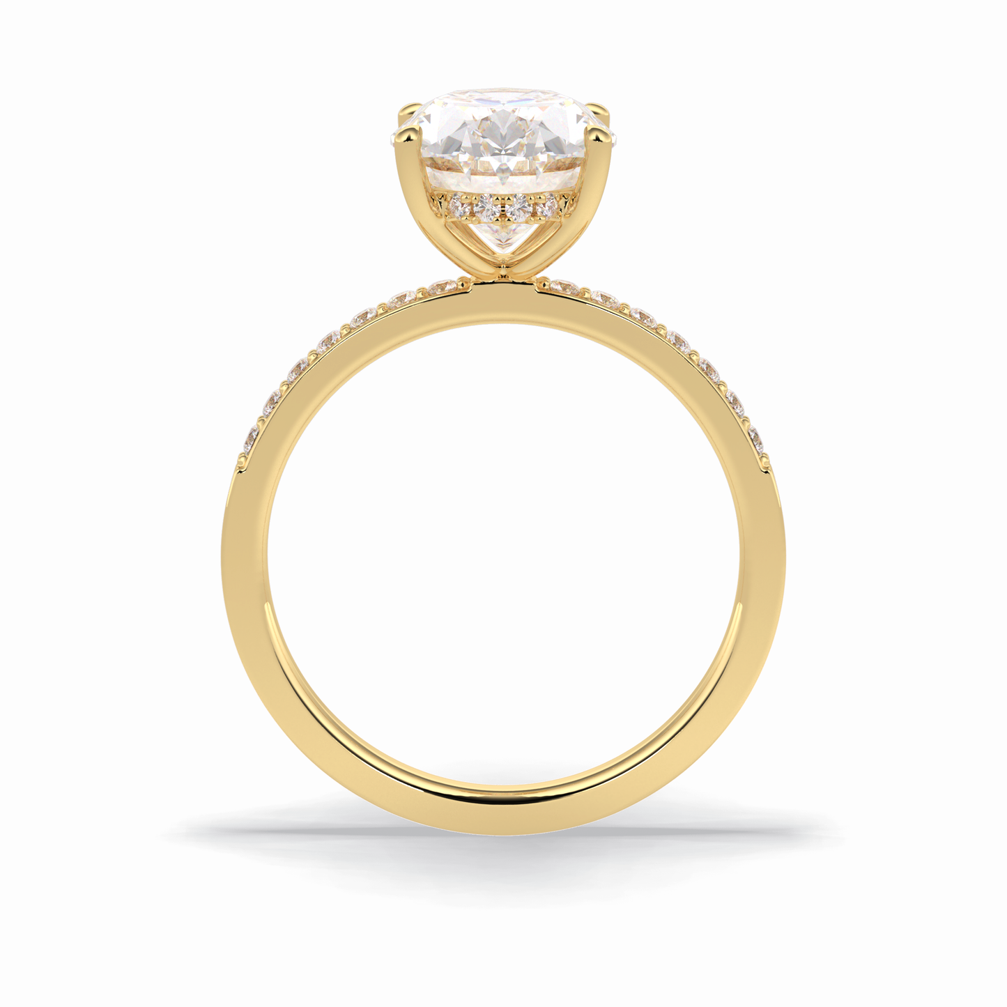 3.0 CT Oval Cut Hidden Halo & Pave Style Moissanite Engagement Rings