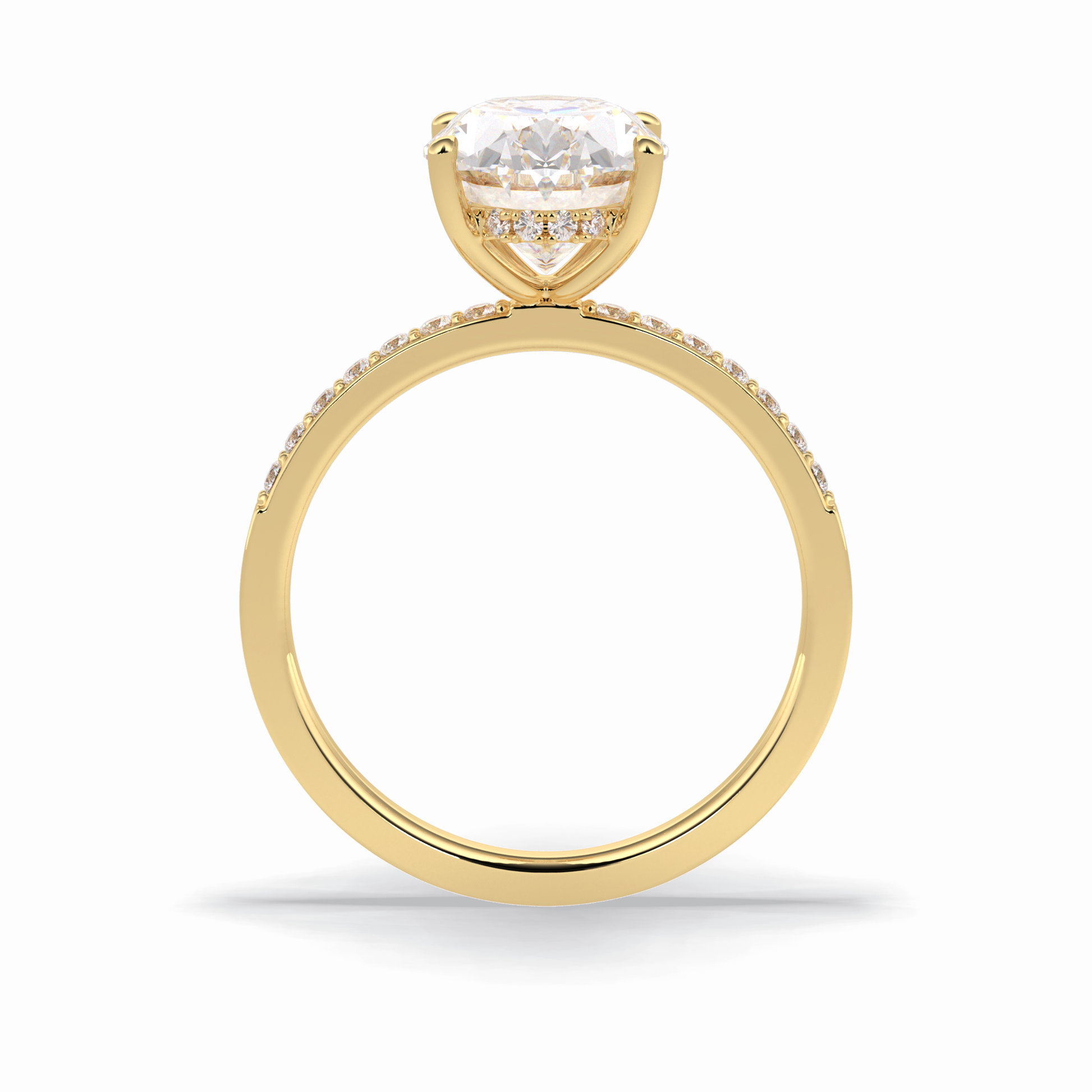 3.0 CT Oval Cut Hidden Halo & Pave Style Moissanite Engagement Rings