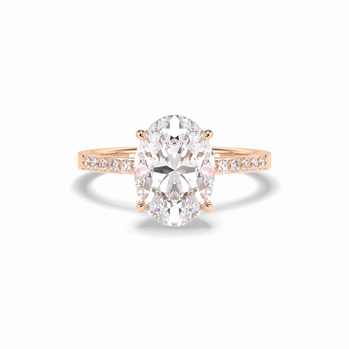 3.0 CT Oval Cut Hidden Halo & Pave Style Moissanite Engagement Rings