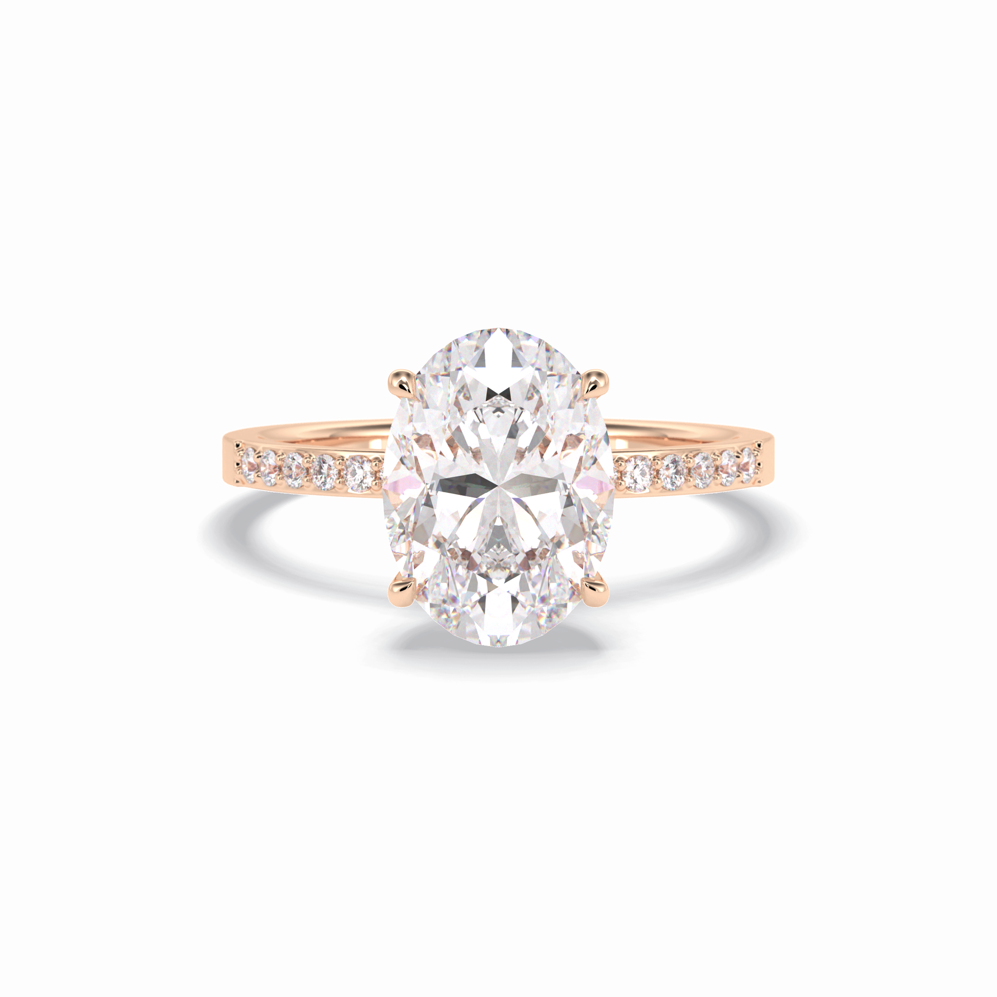 3.0 CT Oval Cut Hidden Halo & Pave Style Moissanite Engagement Rings
