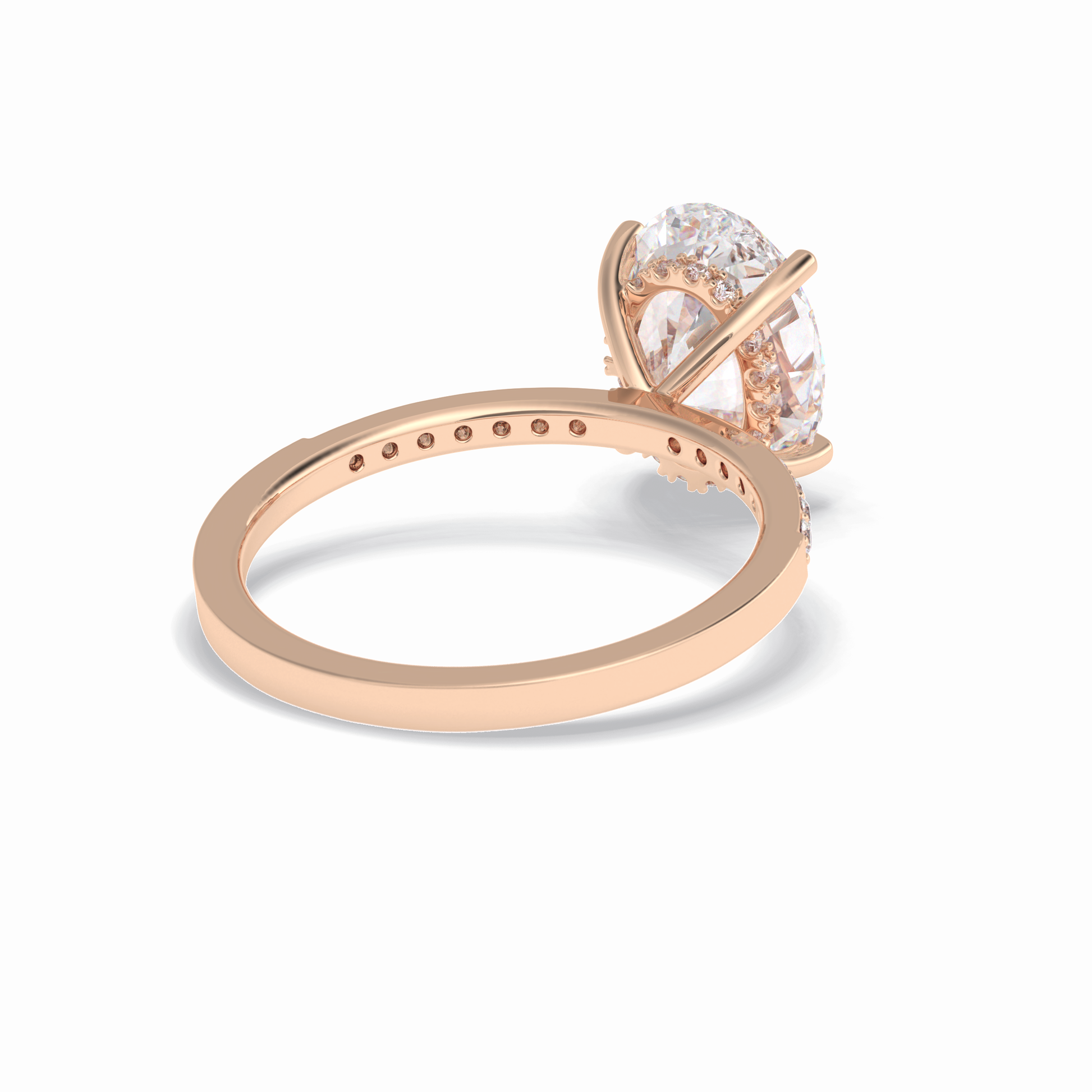 3.0 CT Oval Cut Hidden Halo & Pave Style Moissanite Engagement Rings