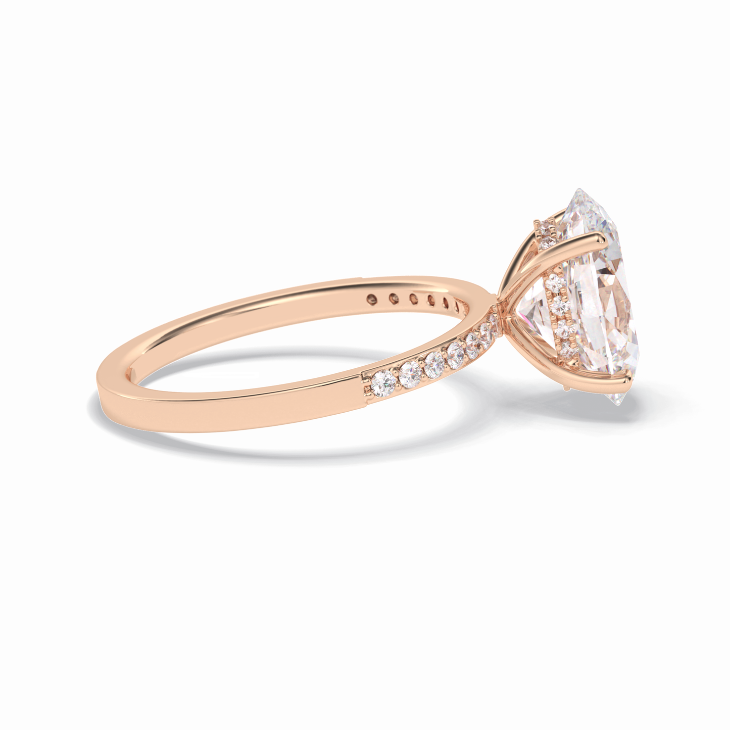 3.0 CT Oval Cut Hidden Halo & Pave Style Moissanite Engagement Rings
