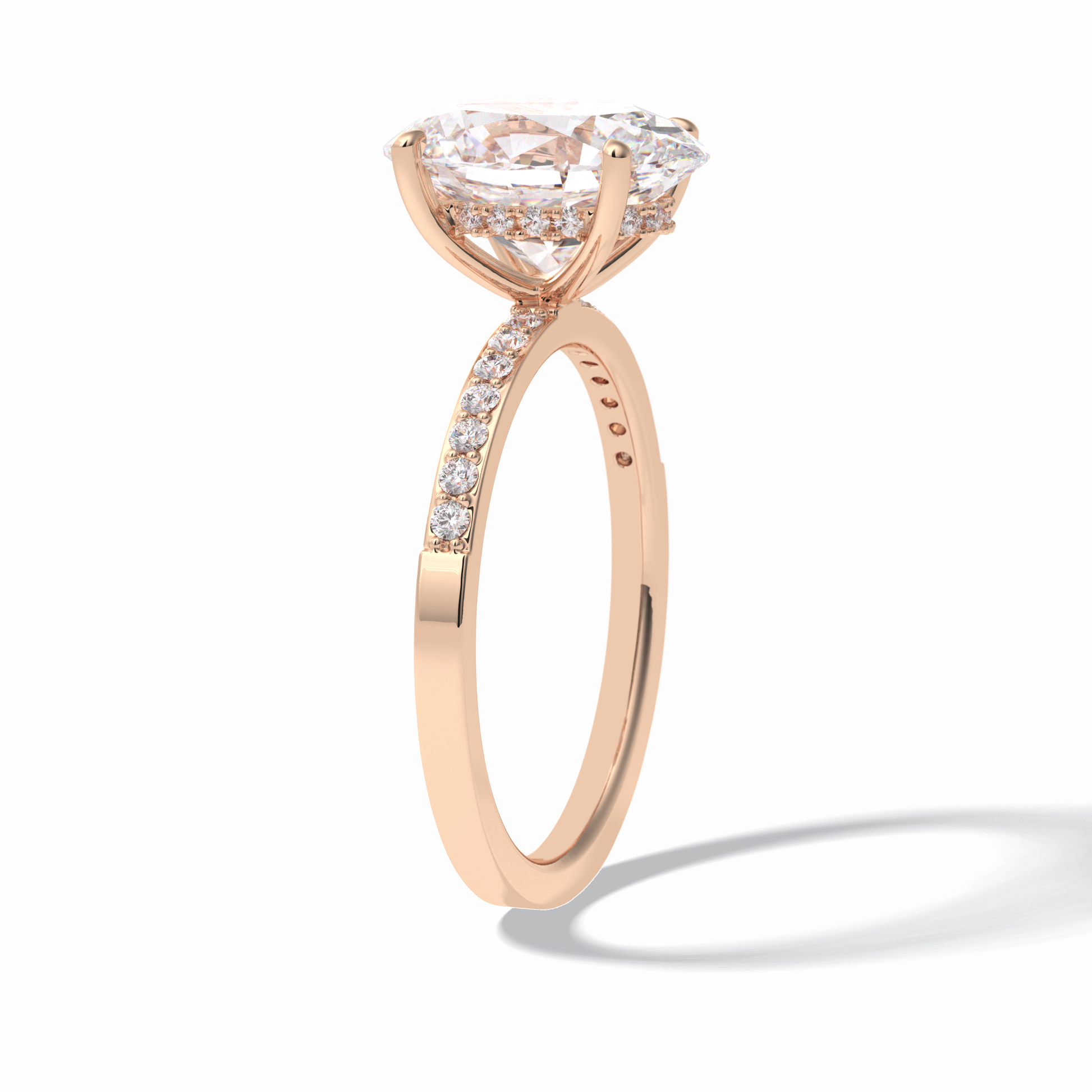 3.0 CT Oval Cut Hidden Halo & Pave Style Moissanite Engagement Rings