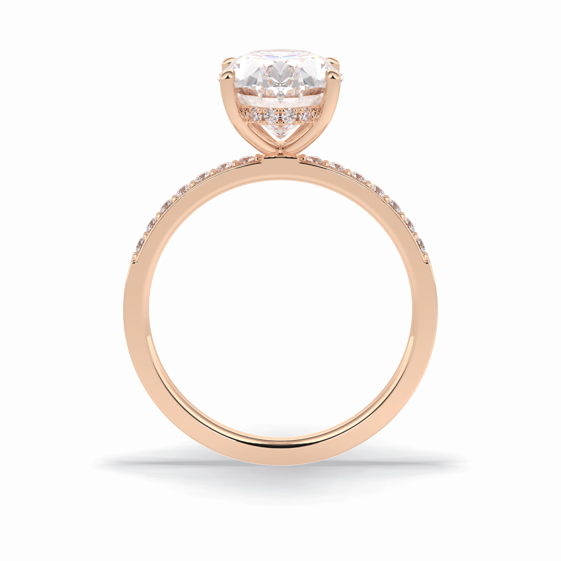 3.0 CT Oval Cut Hidden Halo & Pave Style Moissanite Engagement Rings