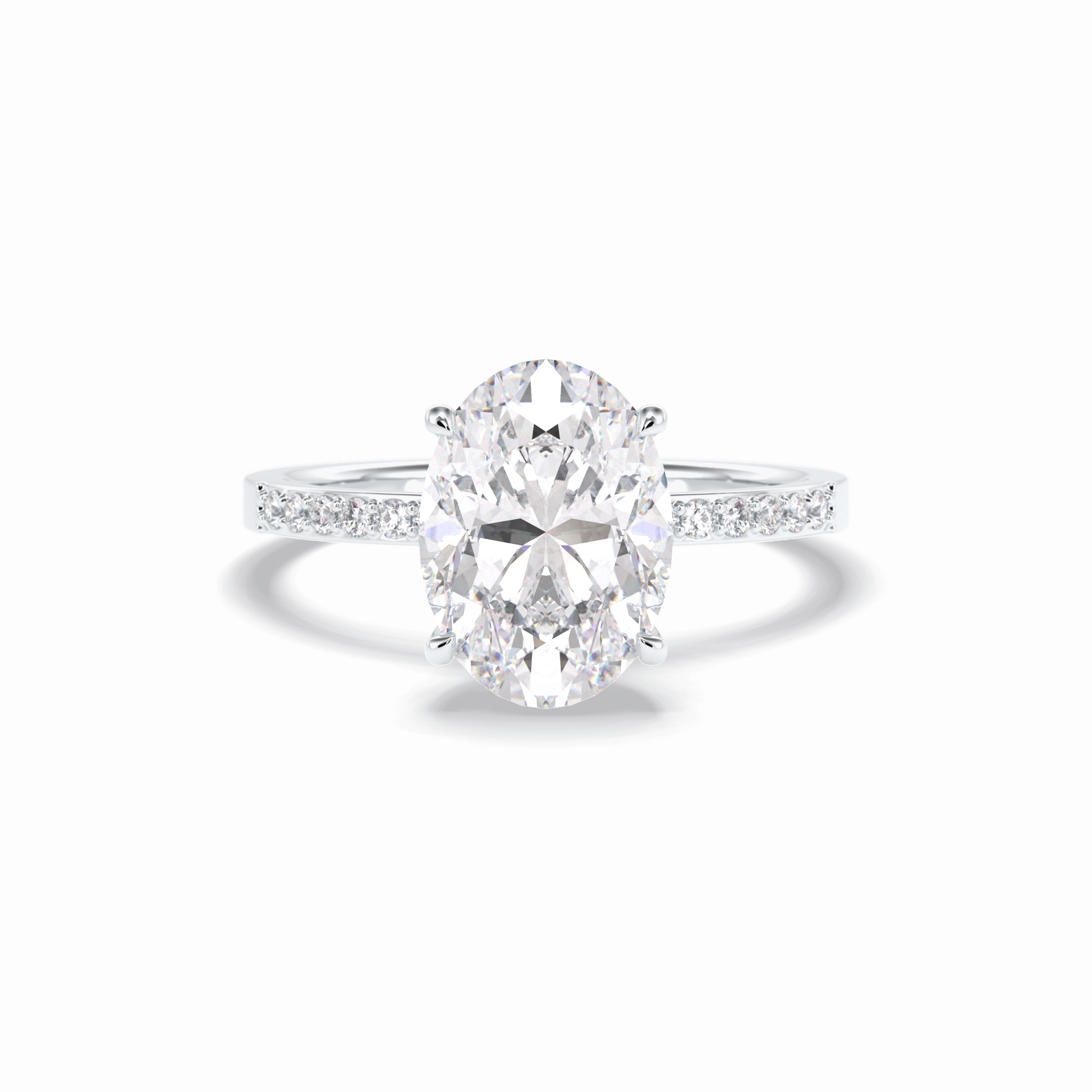 3.0 CT Oval Cut Hidden Halo & Pave Style Moissanite Engagement Rings