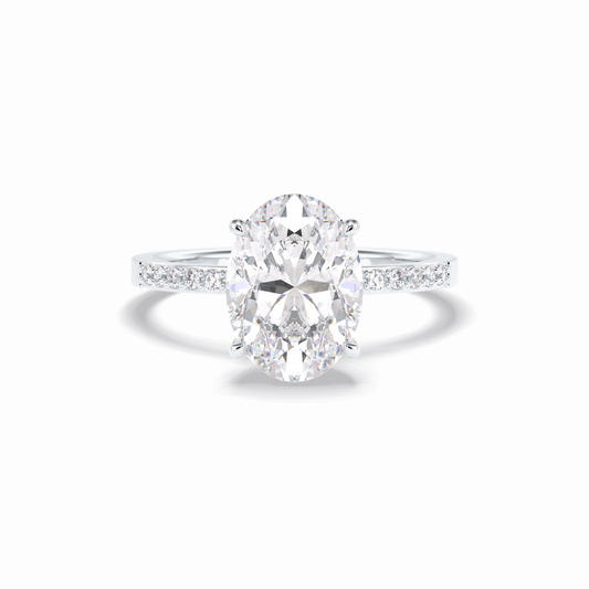 3.0 CT Oval Cut Hidden Halo & Pave Style Moissanite Engagement Rings