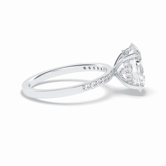 3.0 CT Oval Cut Hidden Halo & Pave Style Moissanite Engagement Rings