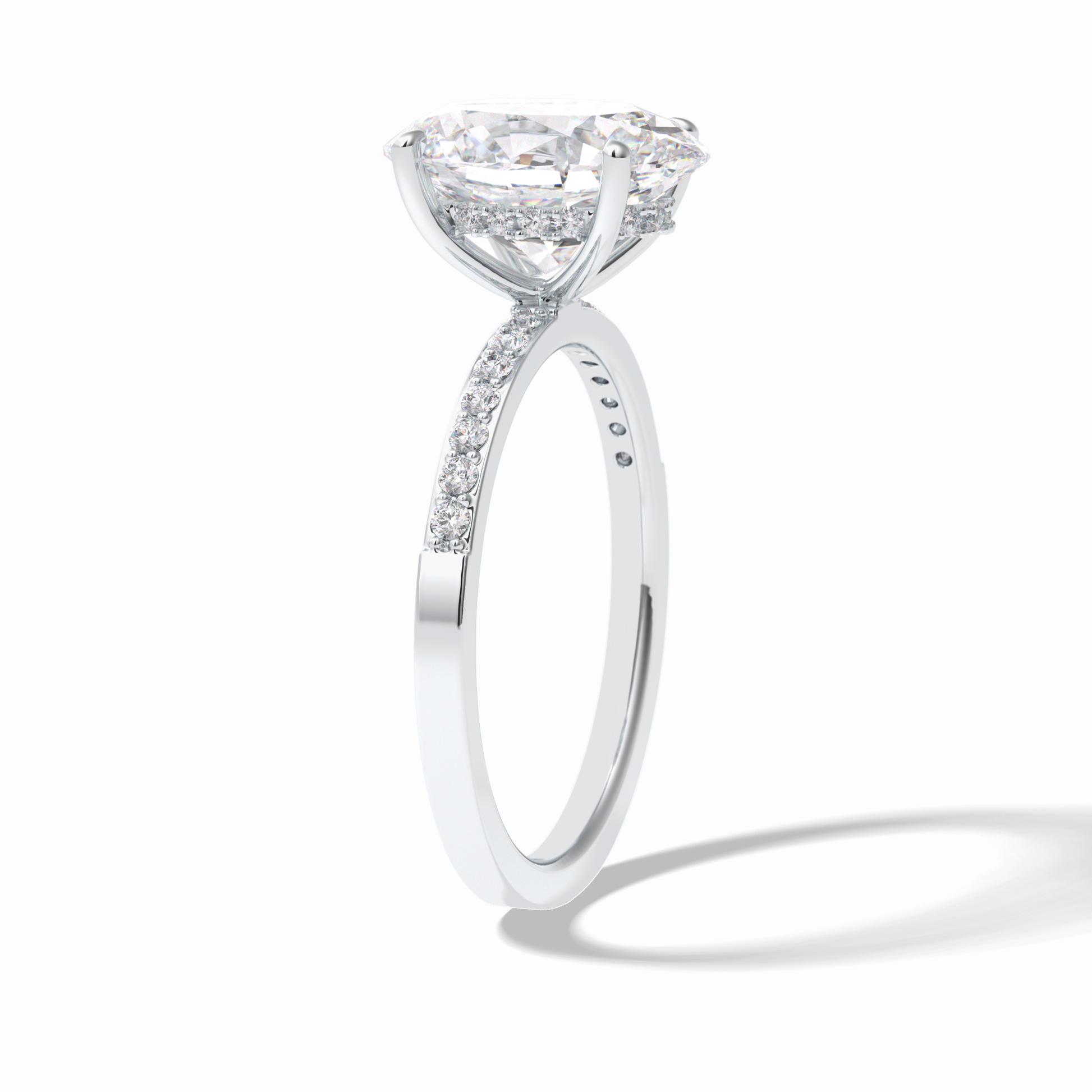 3.0 CT Oval Cut Hidden Halo & Pave Style Moissanite Engagement Rings