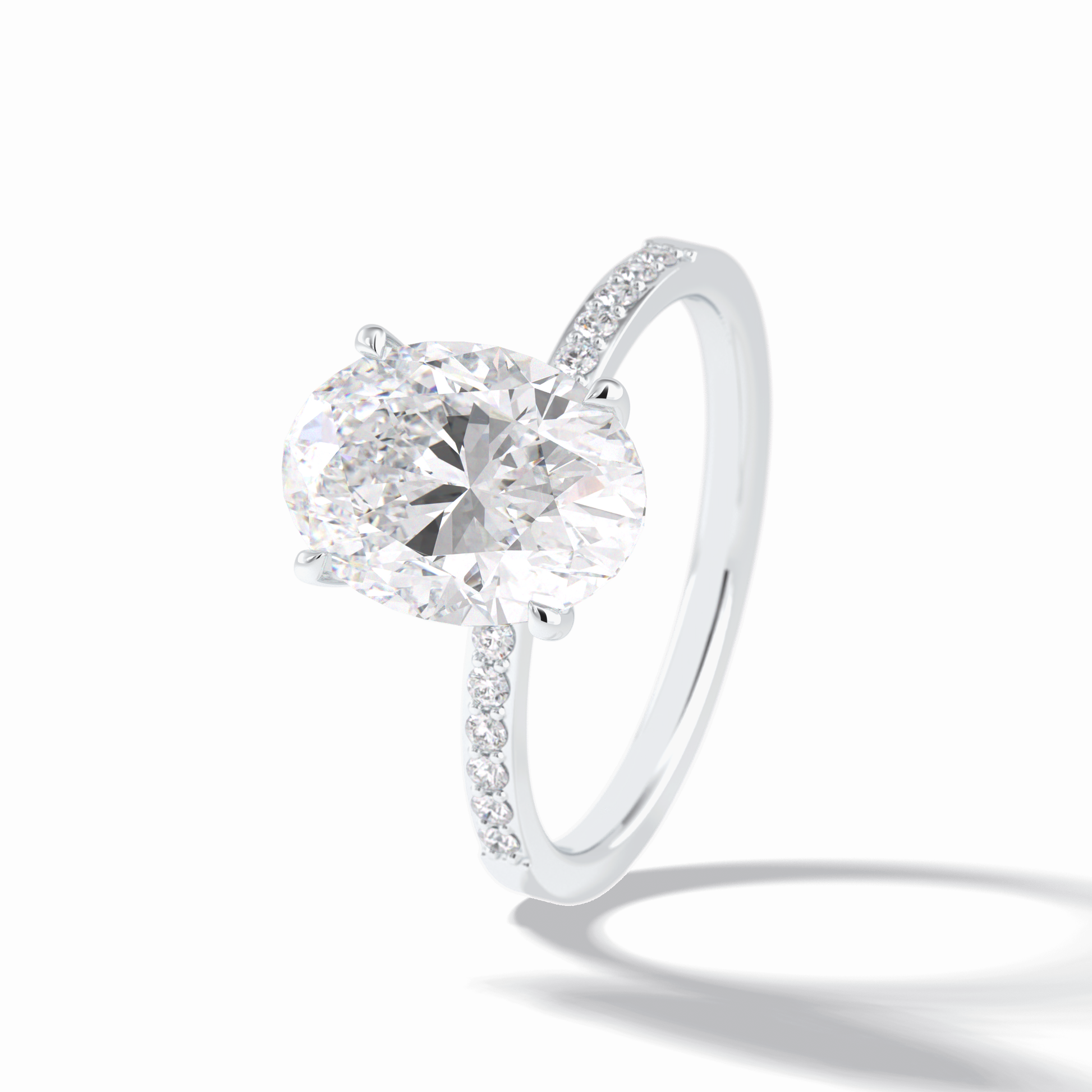 3.0 CT Oval Cut Hidden Halo & Pave Style Moissanite Engagement Rings