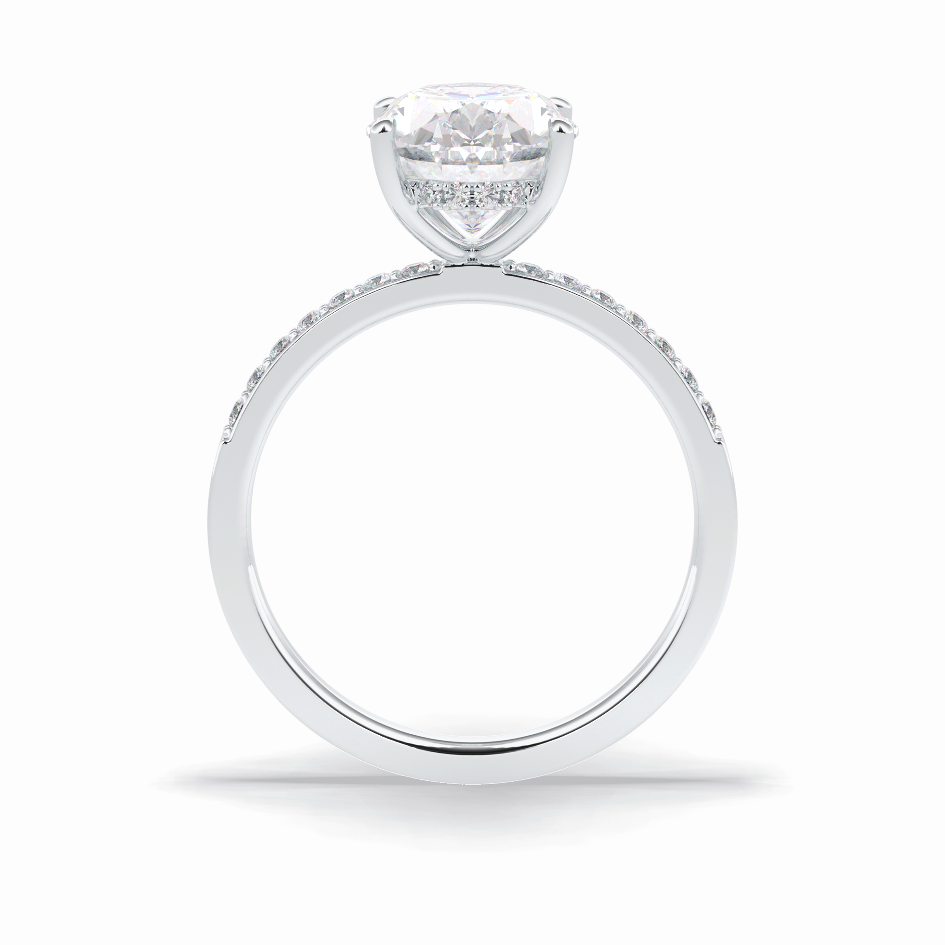 3.0 CT Oval Cut Hidden Halo & Pave Style Moissanite Engagement Rings