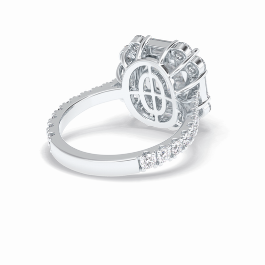4.02 CT Cushion Cut Halo & Pave Style Moissanite Engagement Rings