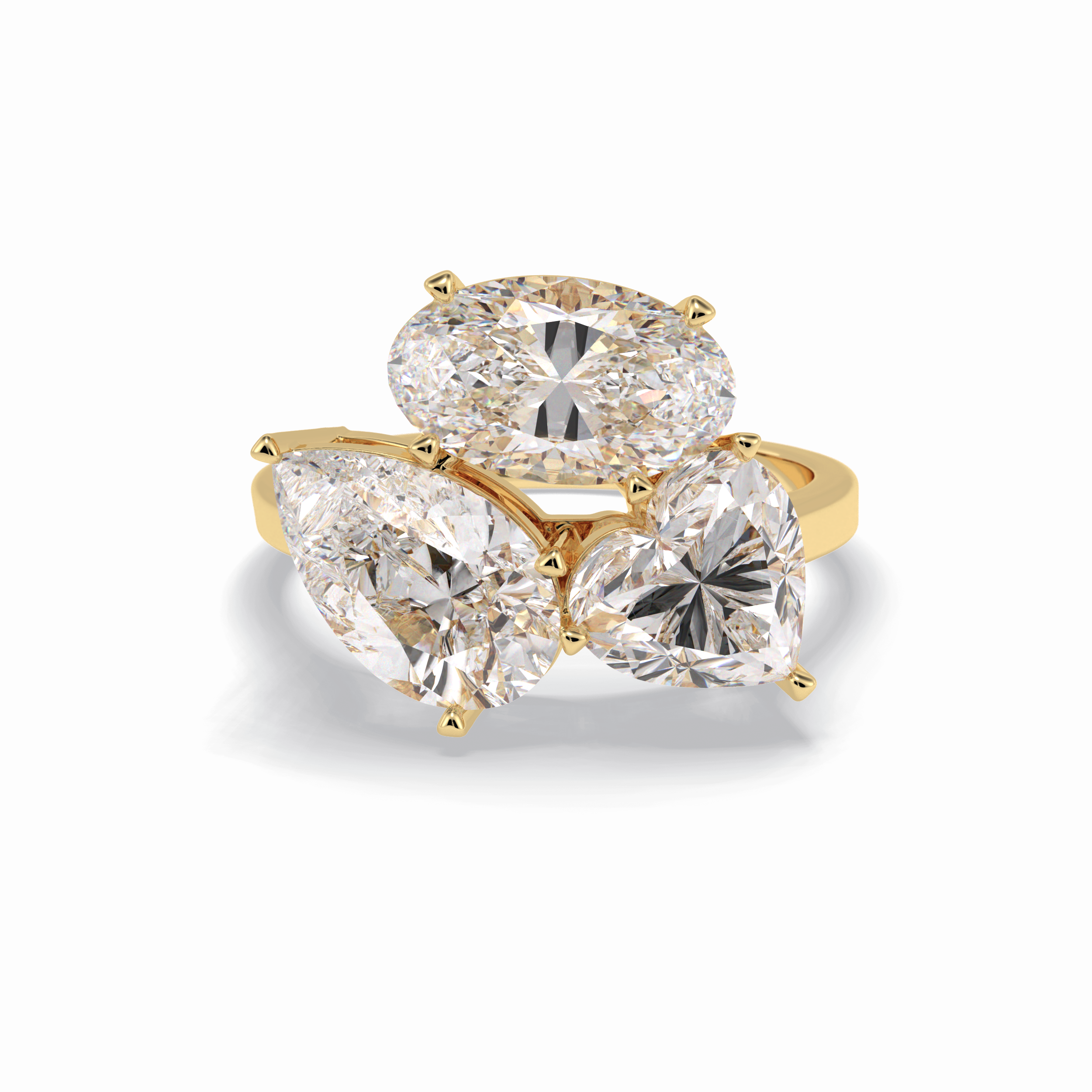 2.01 CT Oval Cut Three Stones Style Moissanite Engagement Rings