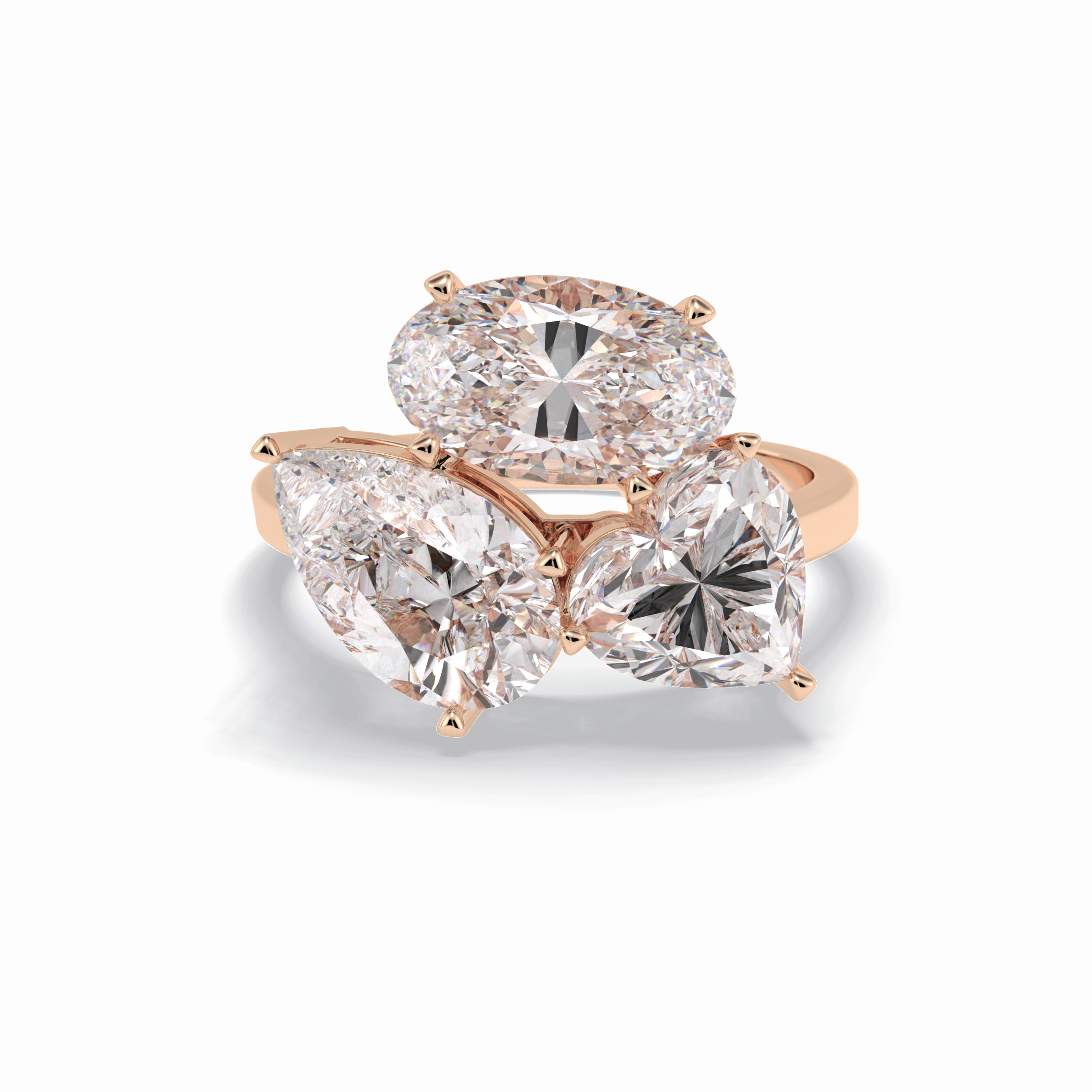 2.01 CT Oval Cut Three Stones Style Moissanite Engagement Rings