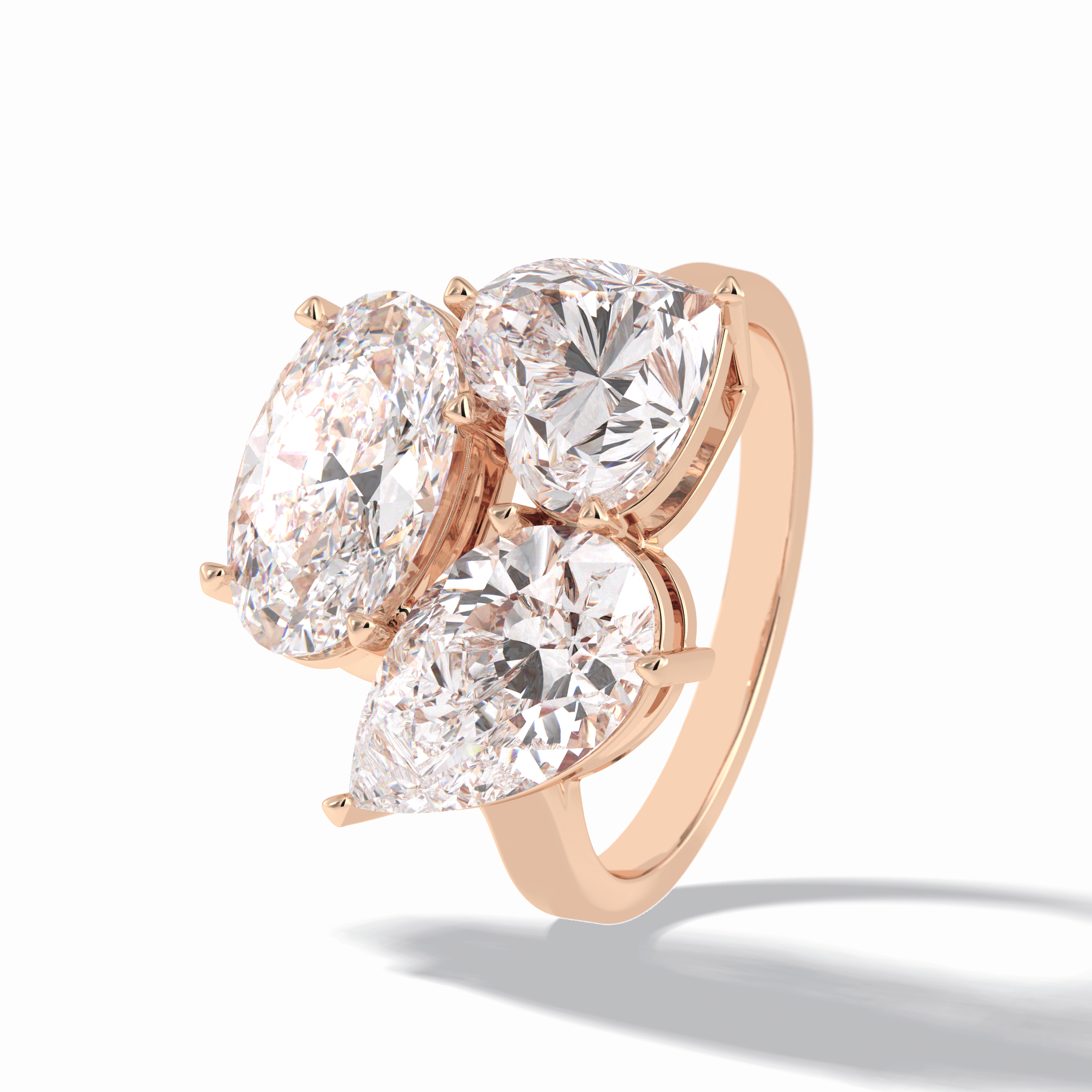 2.01 CT Oval Cut Three Stones Style Moissanite Engagement Rings