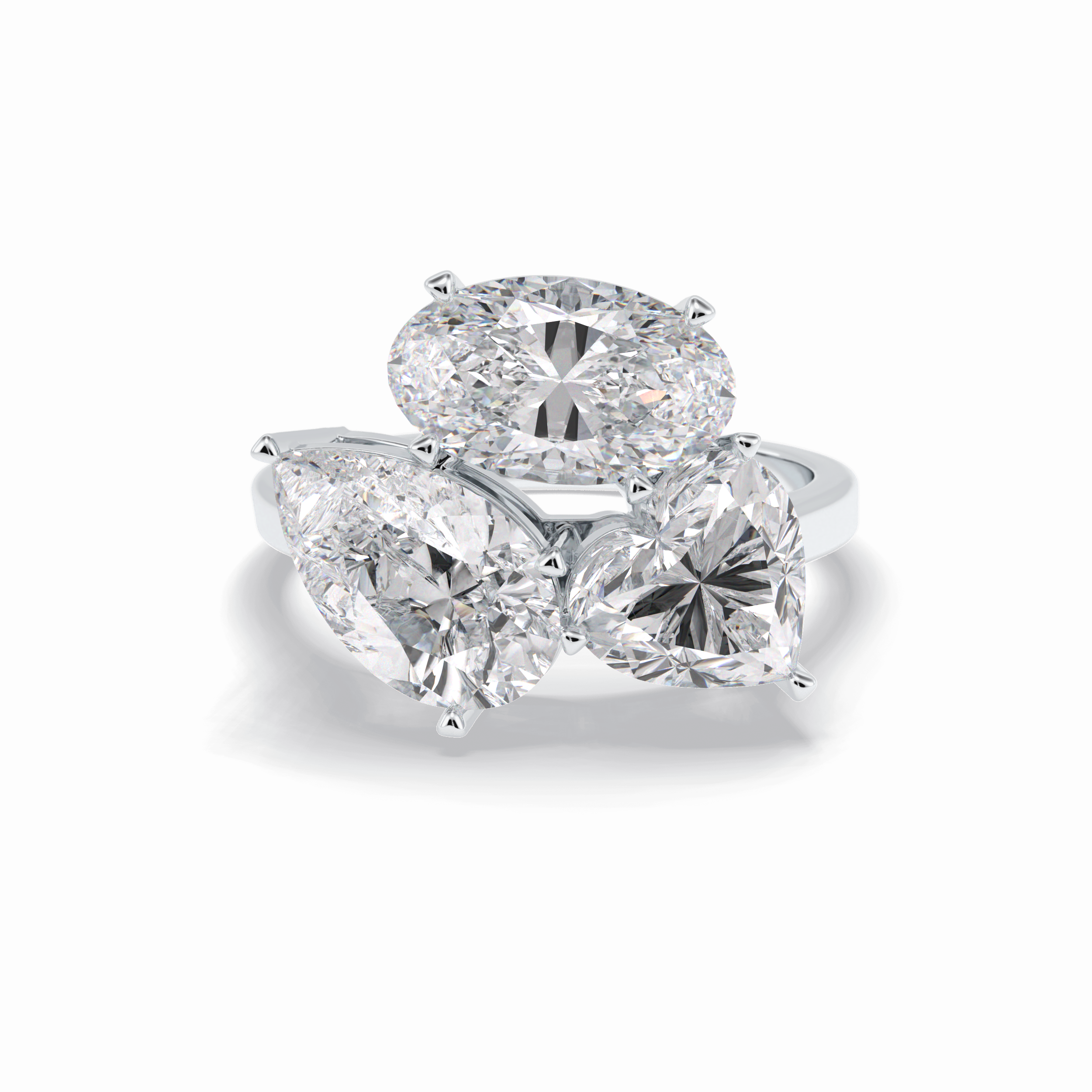 2.01 CT Oval Cut Three Stones Style Moissanite Engagement Rings