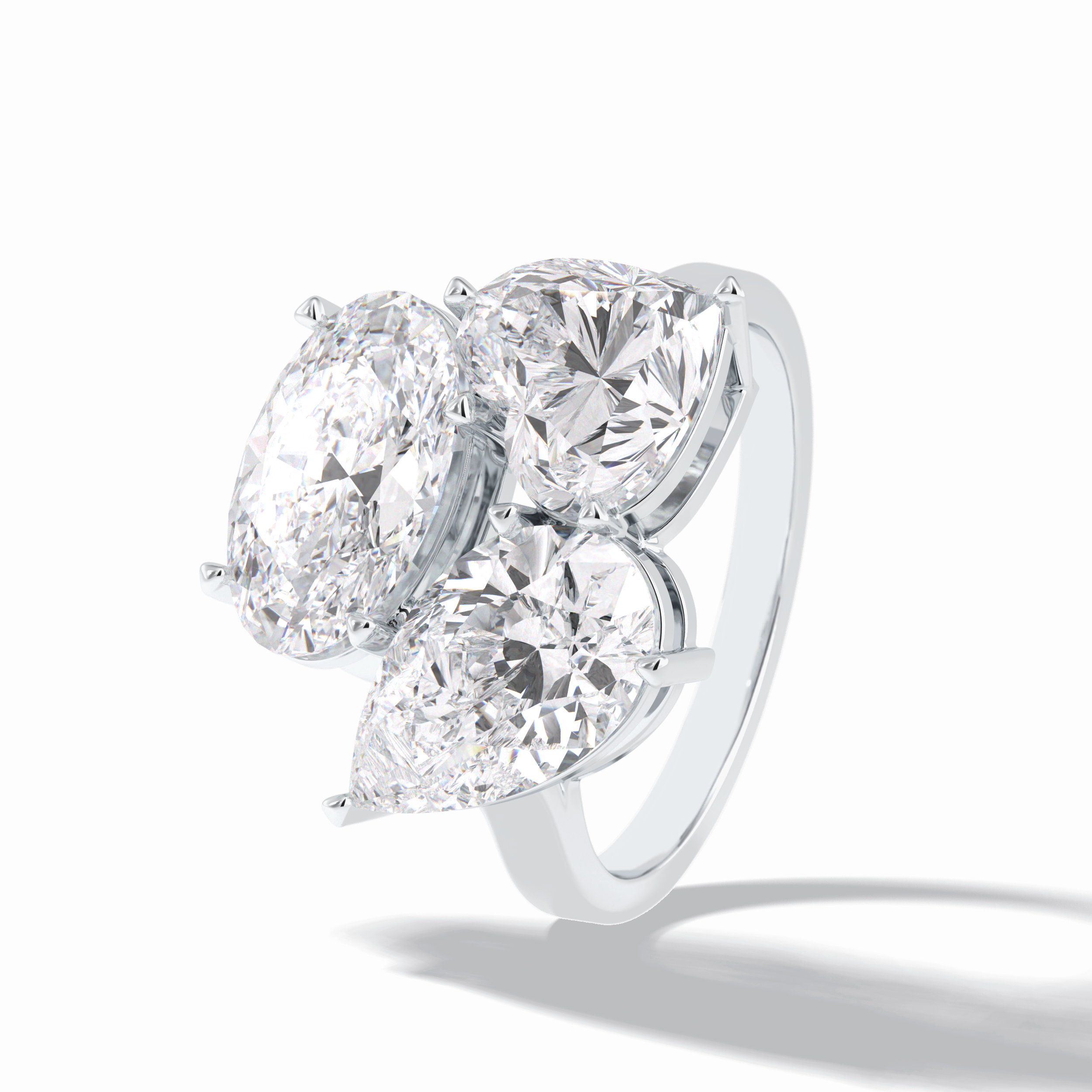 2.01 CT Oval Cut Three Stones Style Moissanite Engagement Rings