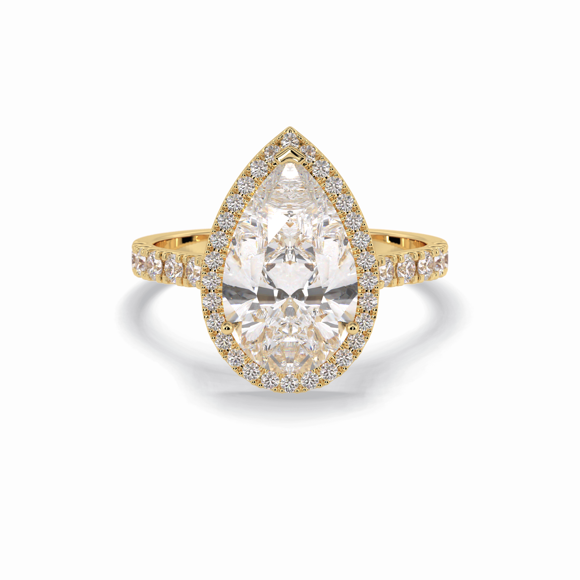 3.07 CT Pear Cut Halo & Pave Style Moissanite Engagement Rings