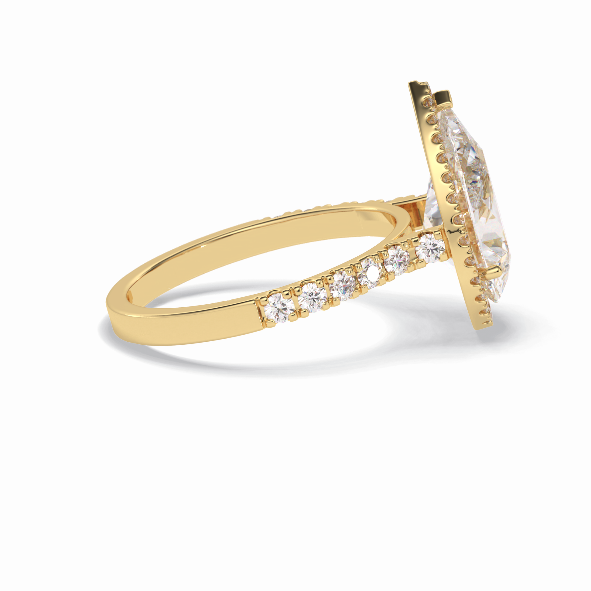 3.07 CT Pear Cut Halo & Pave Style Moissanite Engagement Rings