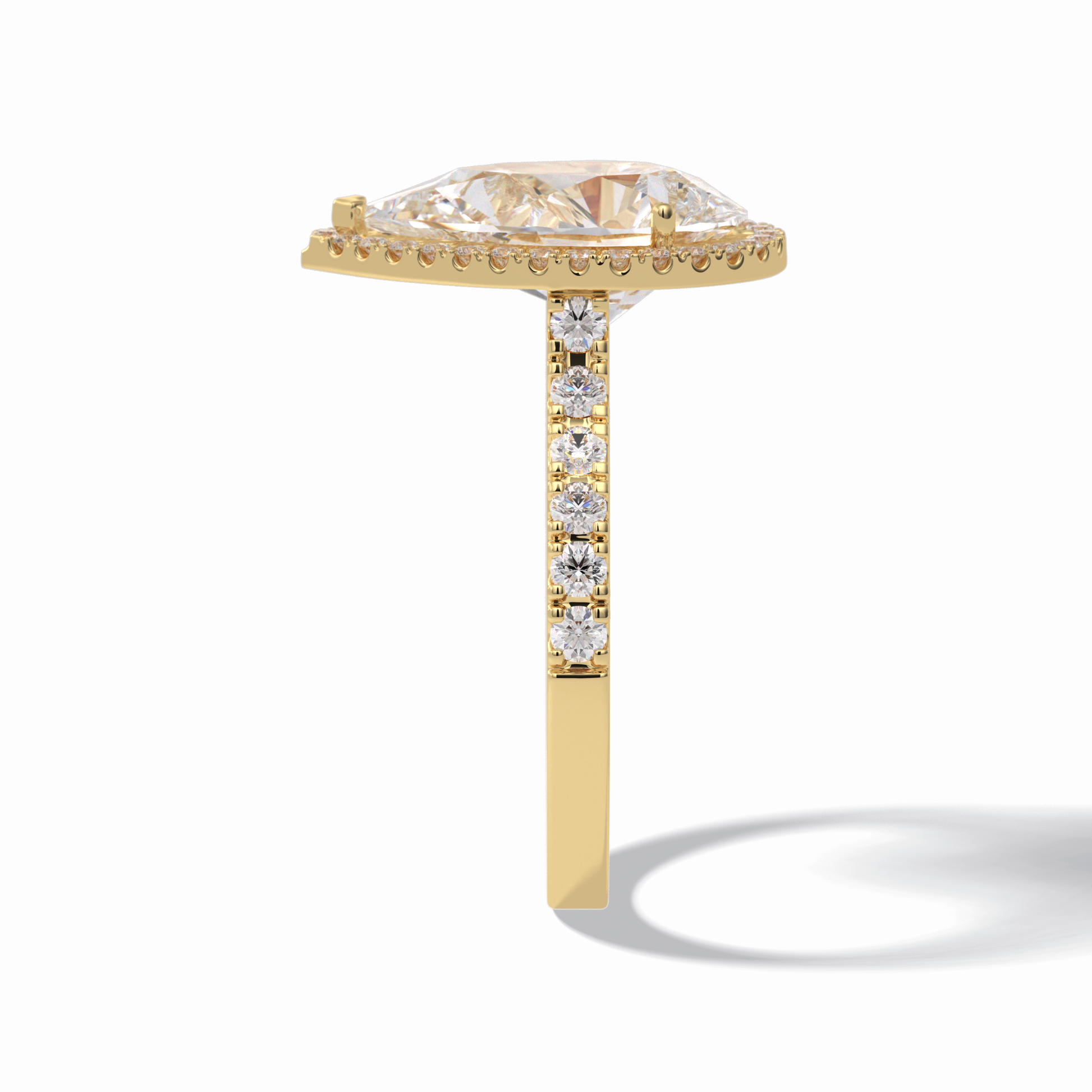 3.07 CT Pear Cut Halo & Pave Style Moissanite Engagement Rings