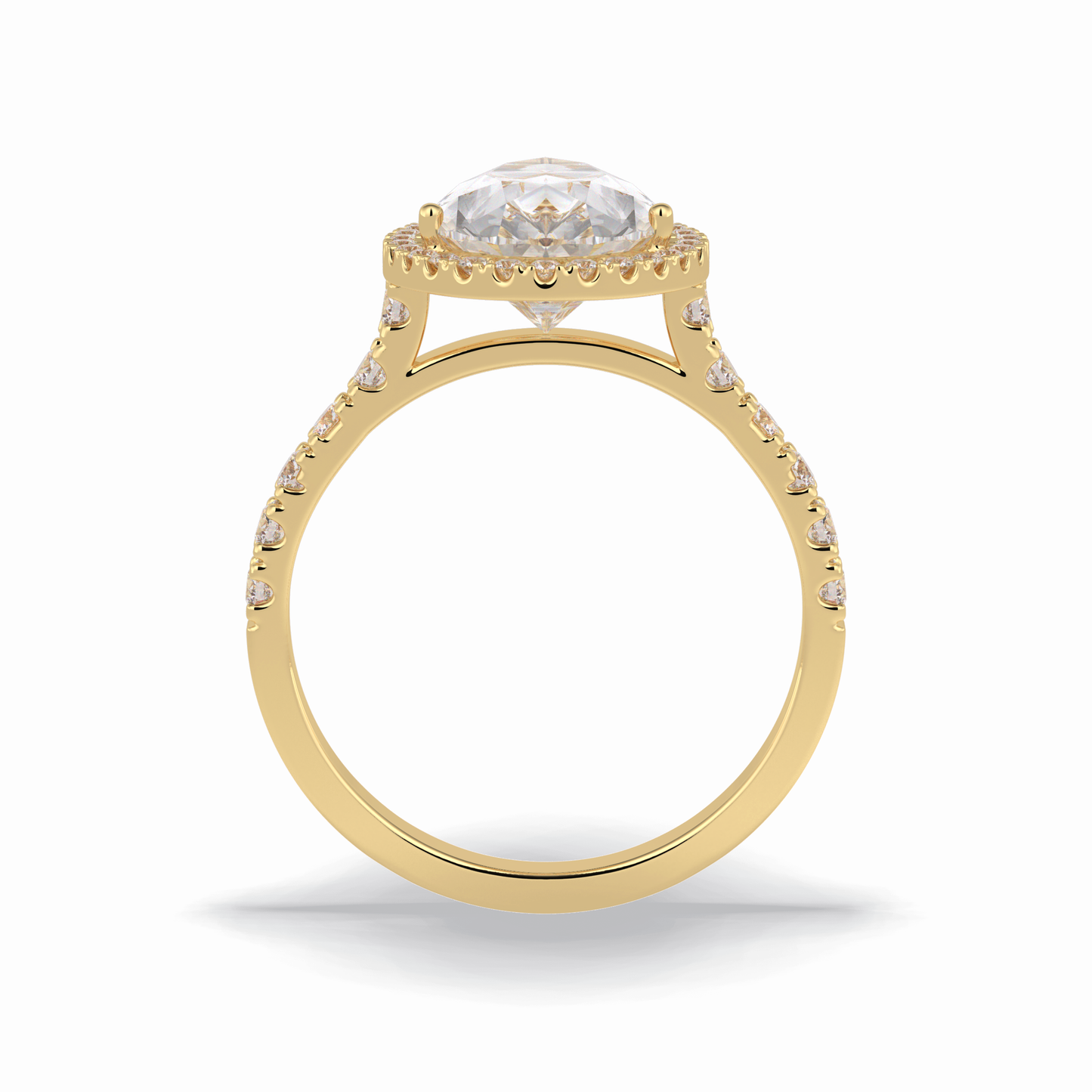 3.07 CT Pear Cut Halo & Pave Style Moissanite Engagement Rings
