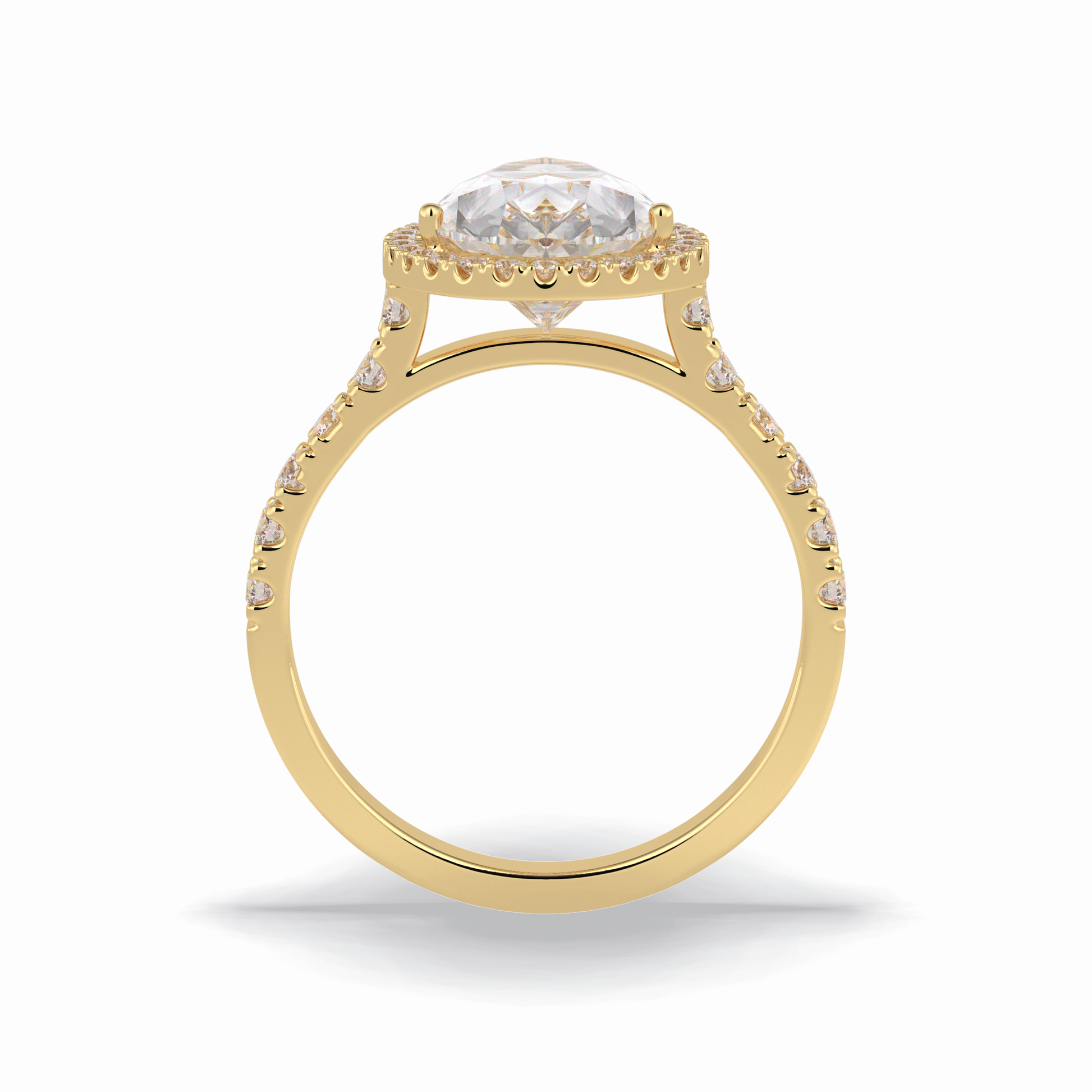3.07 CT Pear Cut Halo & Pave Style Moissanite Engagement Rings