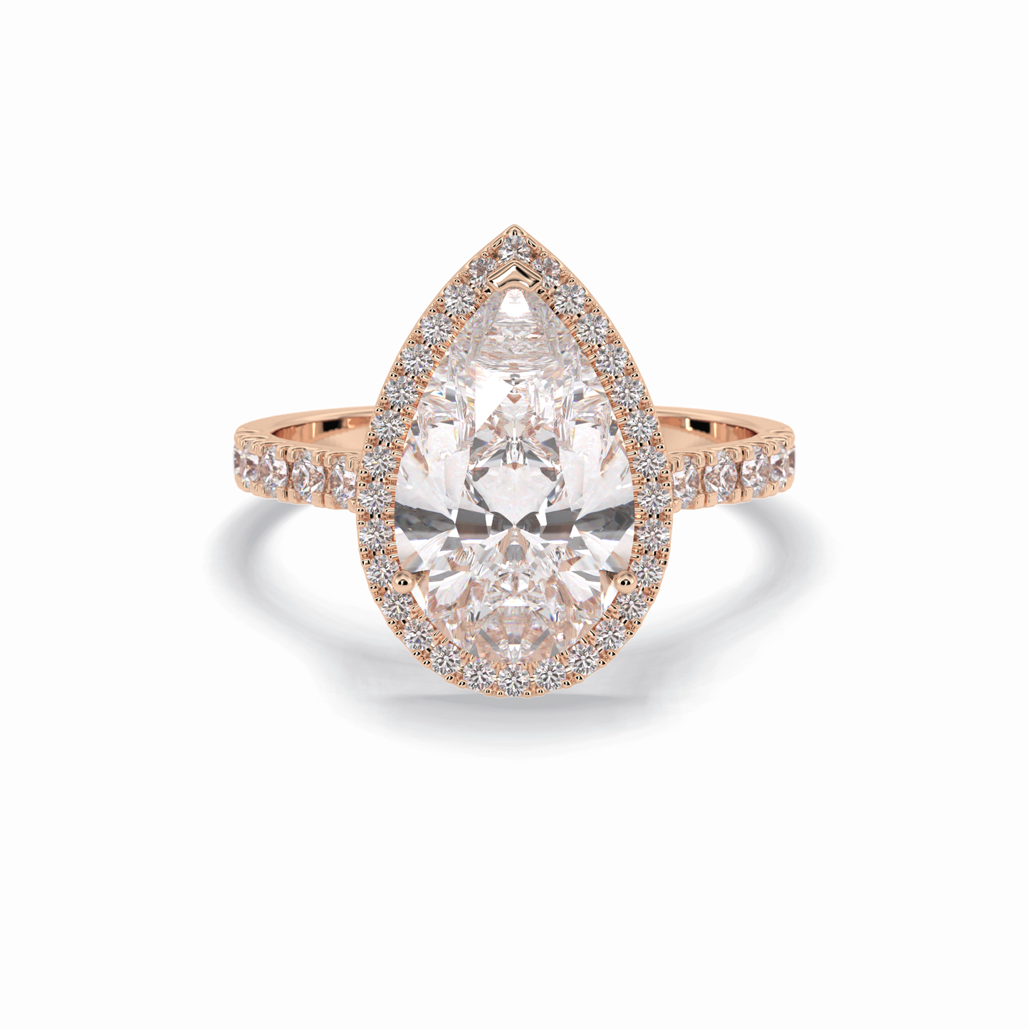 3.07 CT Pear Cut Halo & Pave Style Moissanite Engagement Rings