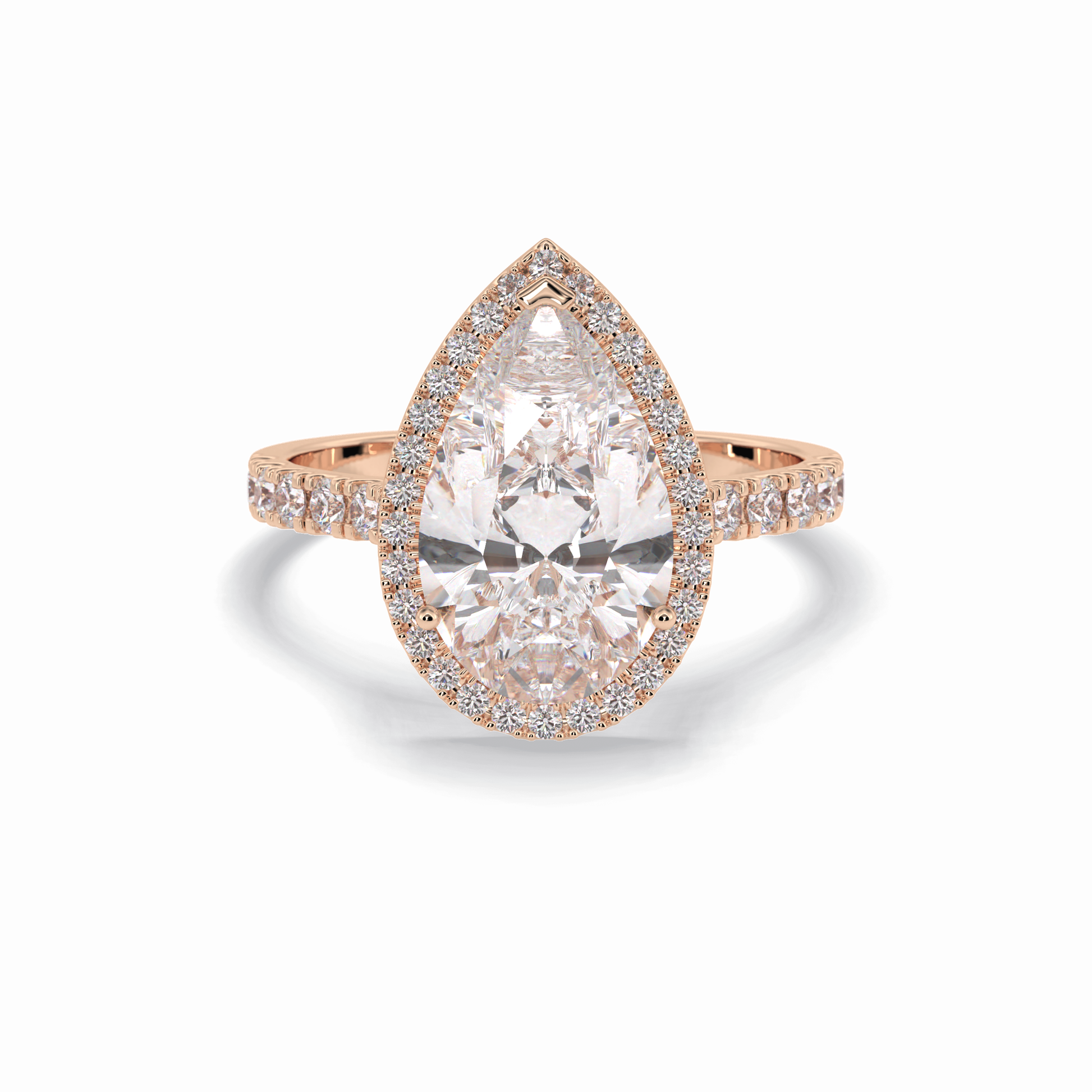 3.07 CT Pear Cut Halo & Pave Style Moissanite Engagement Rings