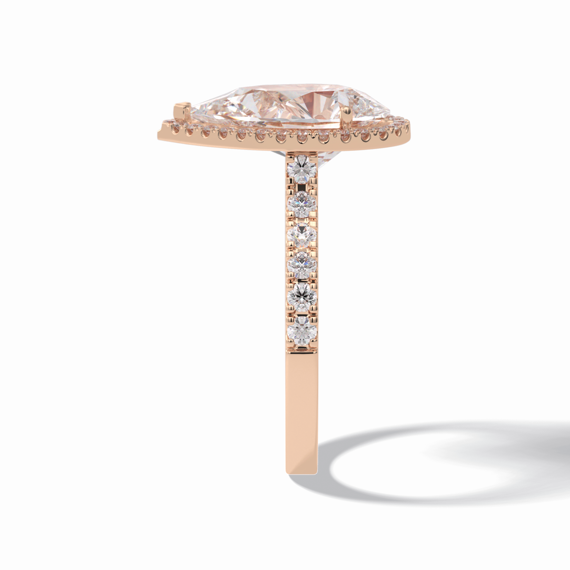 3.07 CT Pear Cut Halo & Pave Style Moissanite Engagement Rings