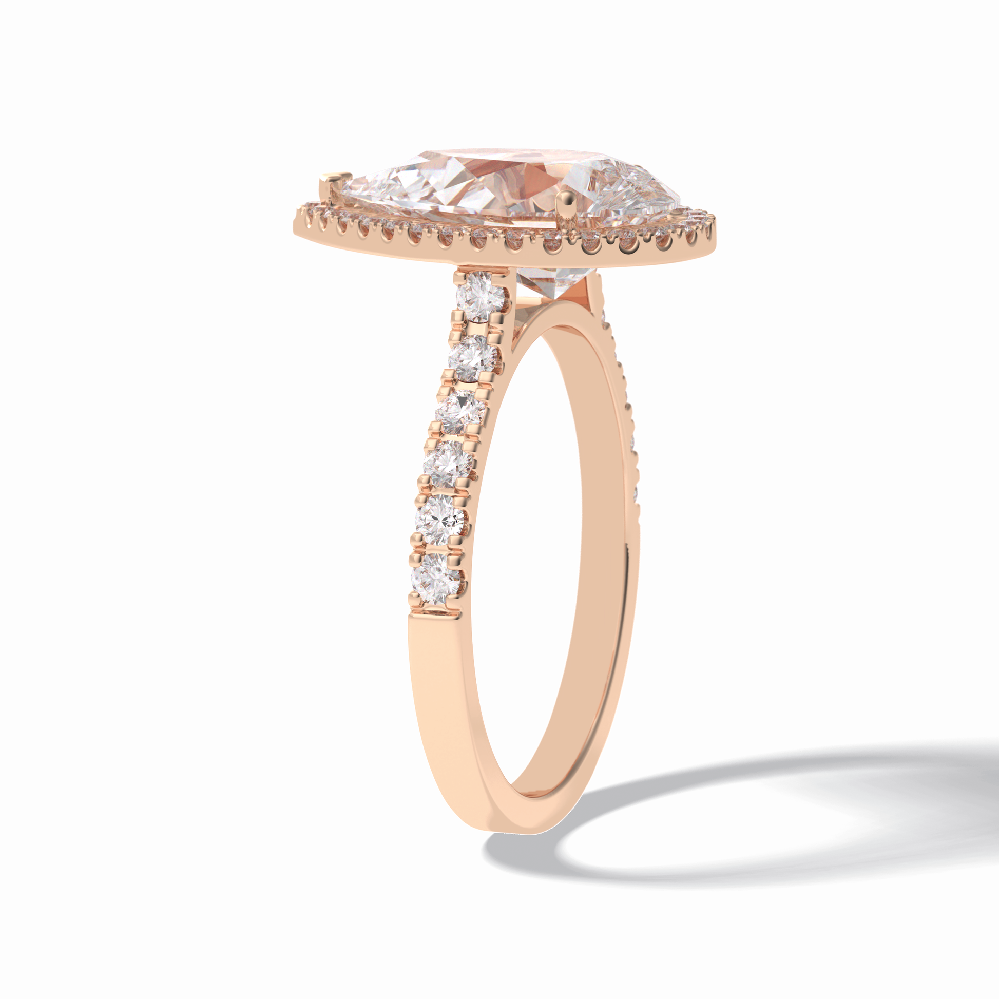 3.07 CT Pear Cut Halo & Pave Style Moissanite Engagement Rings