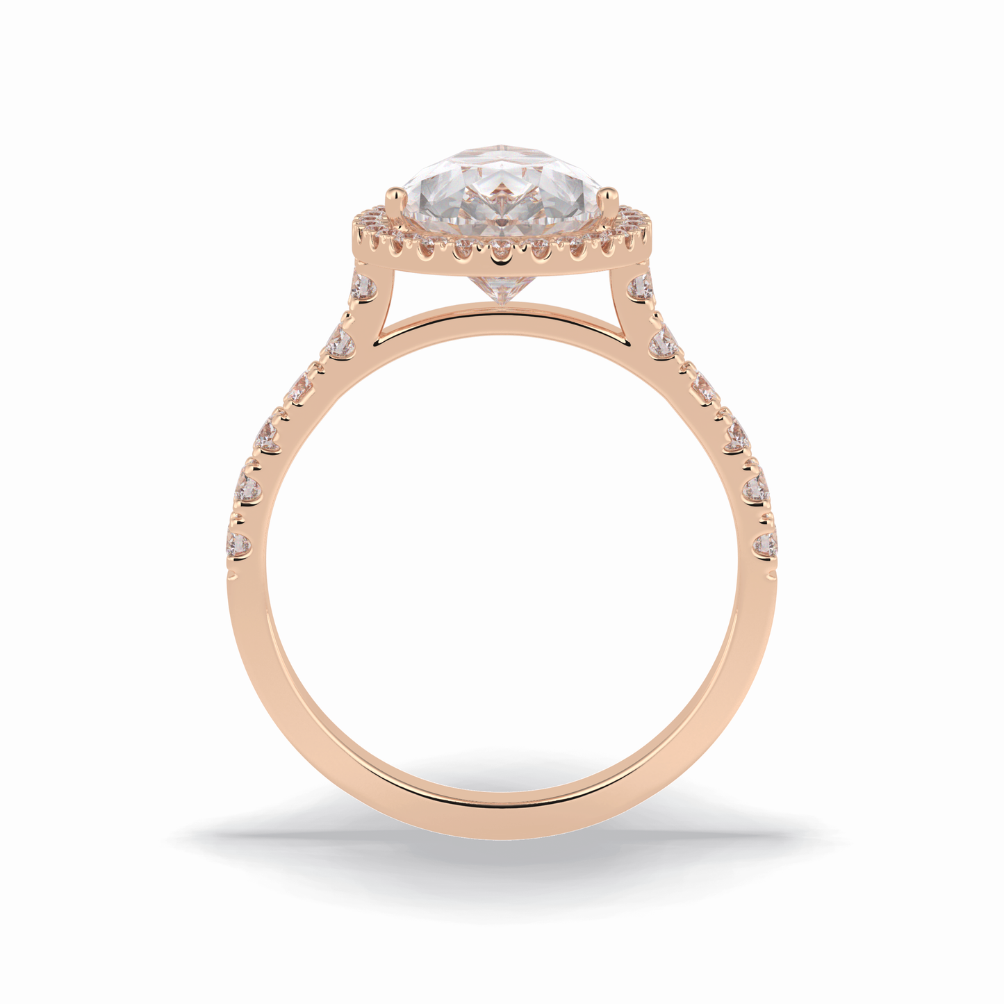 3.07 CT Pear Cut Halo & Pave Style Moissanite Engagement Rings