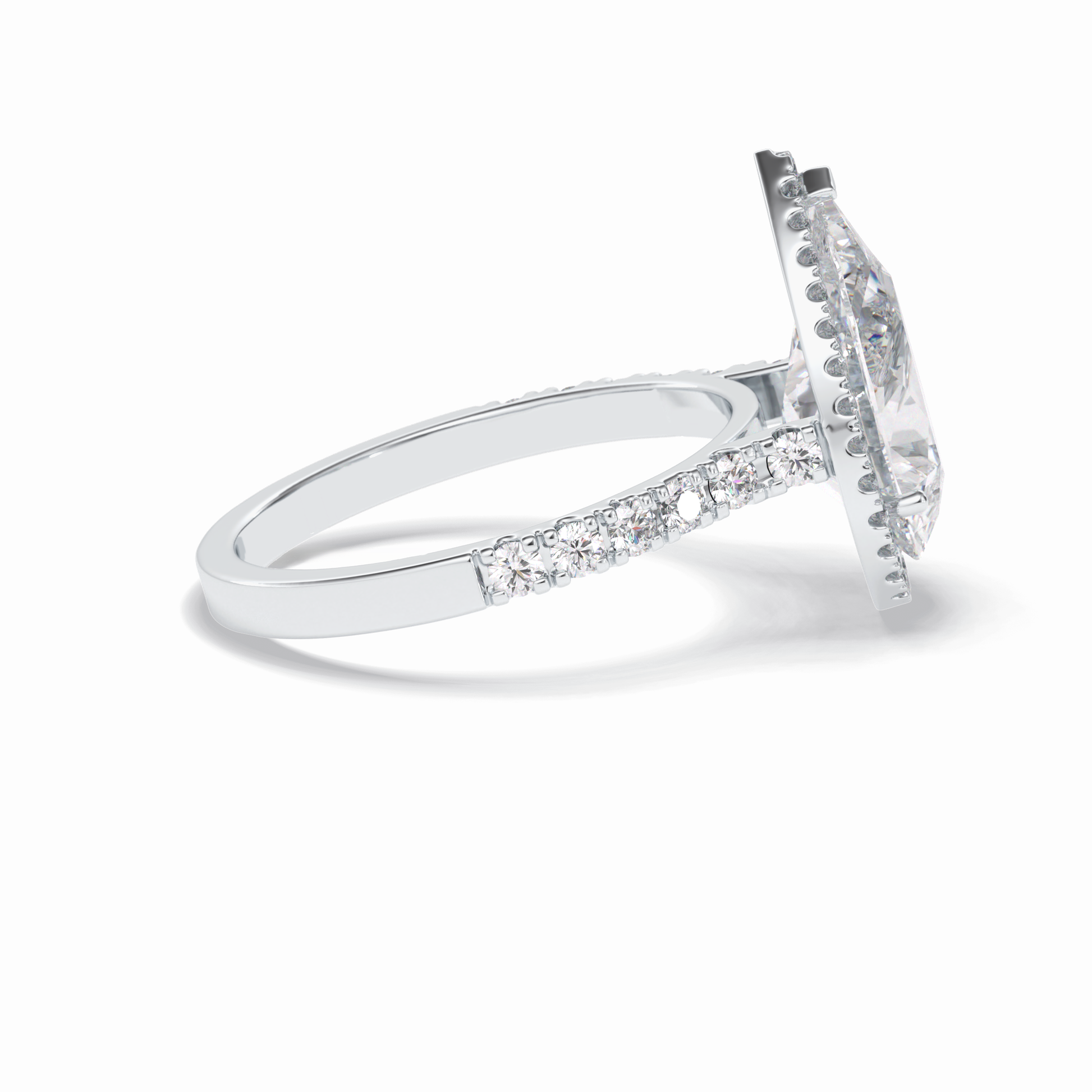 3.07 CT Pear Cut Halo & Pave Style Moissanite Engagement Rings