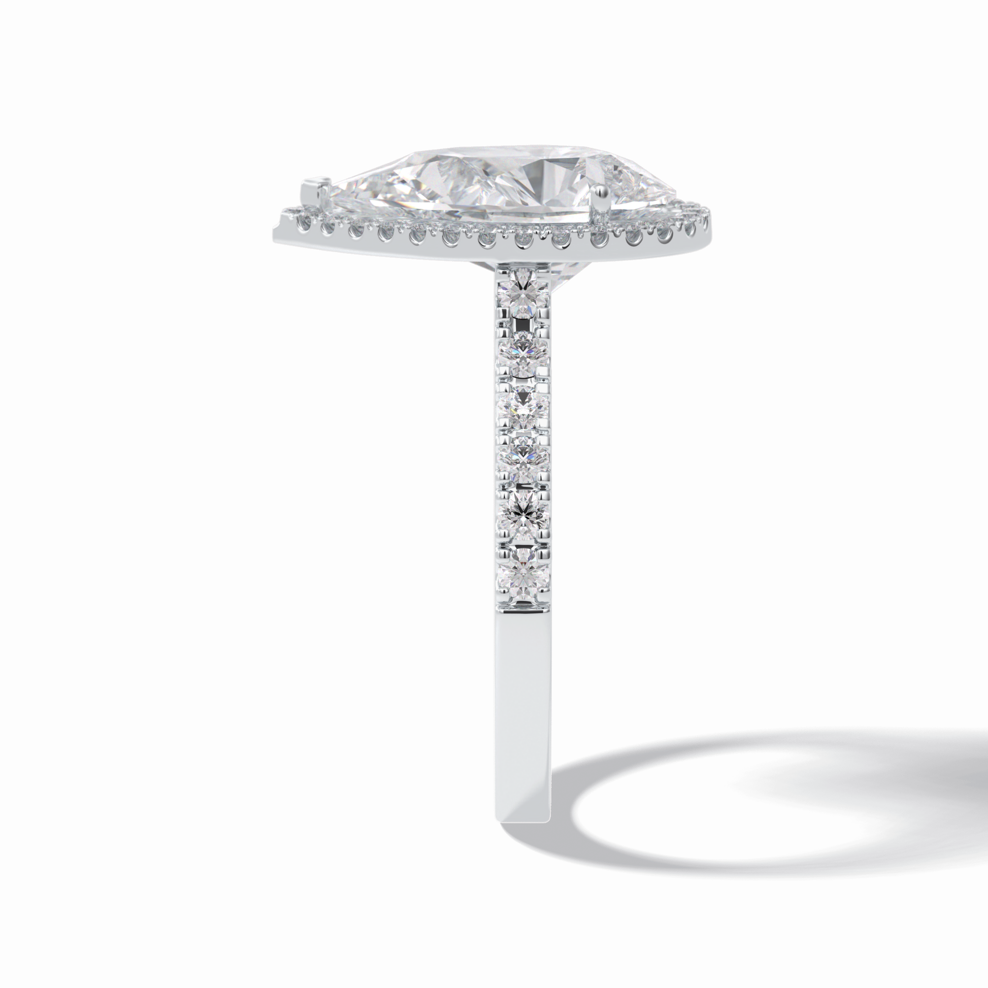 3.07 CT Pear Cut Halo & Pave Style Moissanite Engagement Rings