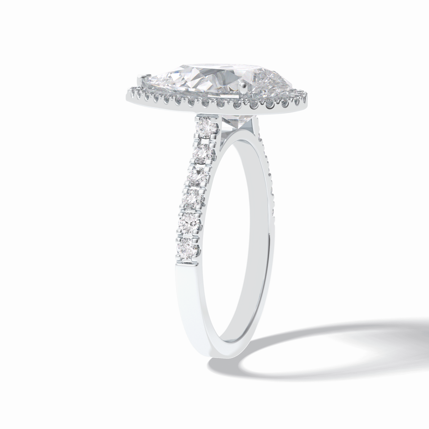 3.07 CT Pear Cut Halo & Pave Style Moissanite Engagement Rings
