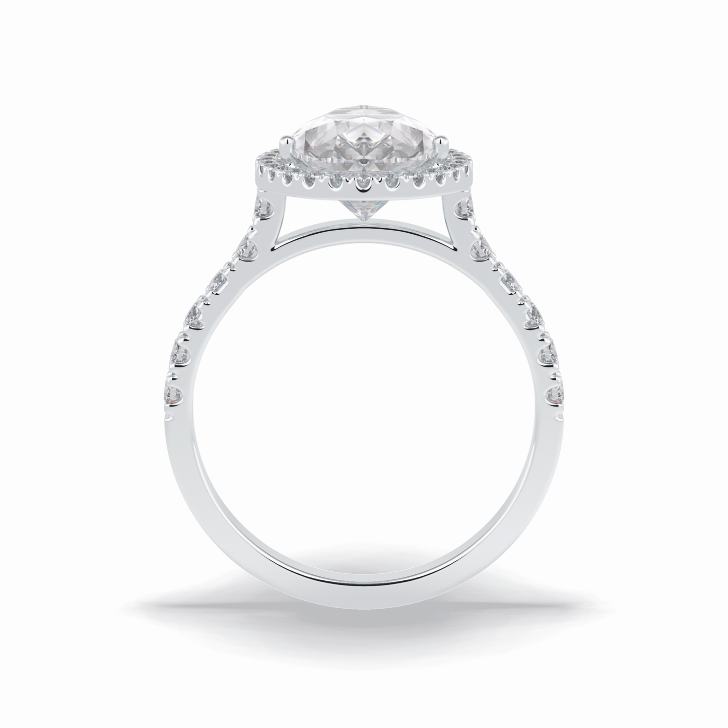 3.07 CT Pear Cut Halo & Pave Style Moissanite Engagement Rings