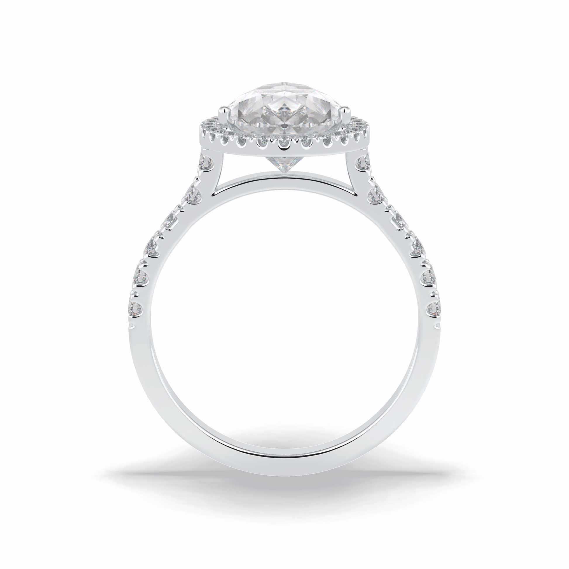 3.07 CT Pear Cut Halo & Pave Style Moissanite Engagement Rings
