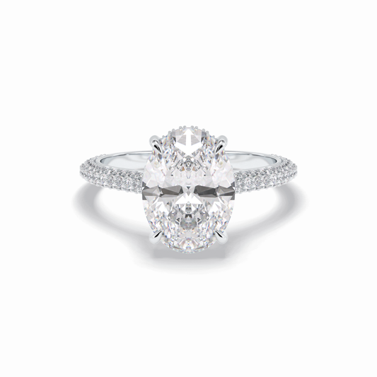 3.06 CT Oval Cut Pave Style Moissanite Engagement Rings