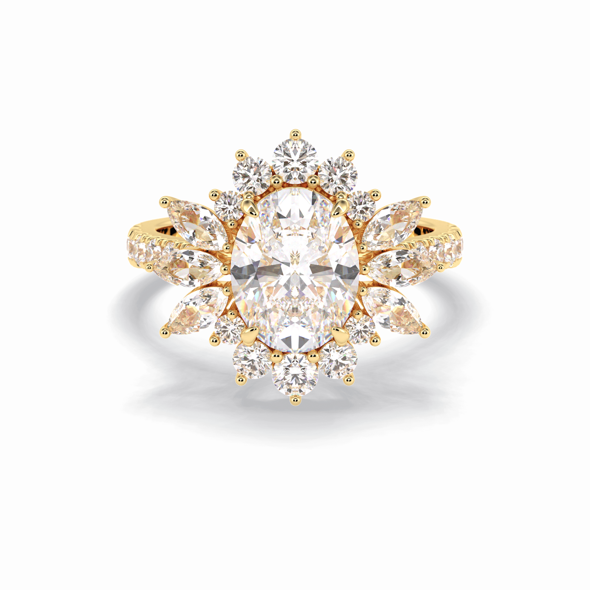 2.01 CT Oval Cut Halo & Pave Style Moissanite Engagement Rings