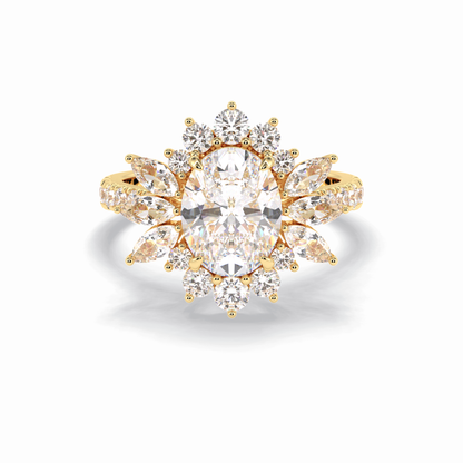 2.01 CT Oval Cut Halo & Pave Style Moissanite Engagement Rings